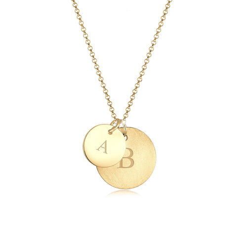 Gold - Elli | Halskette | Gravur Plättchen Matt | 925er Sterling Silber vergoldet