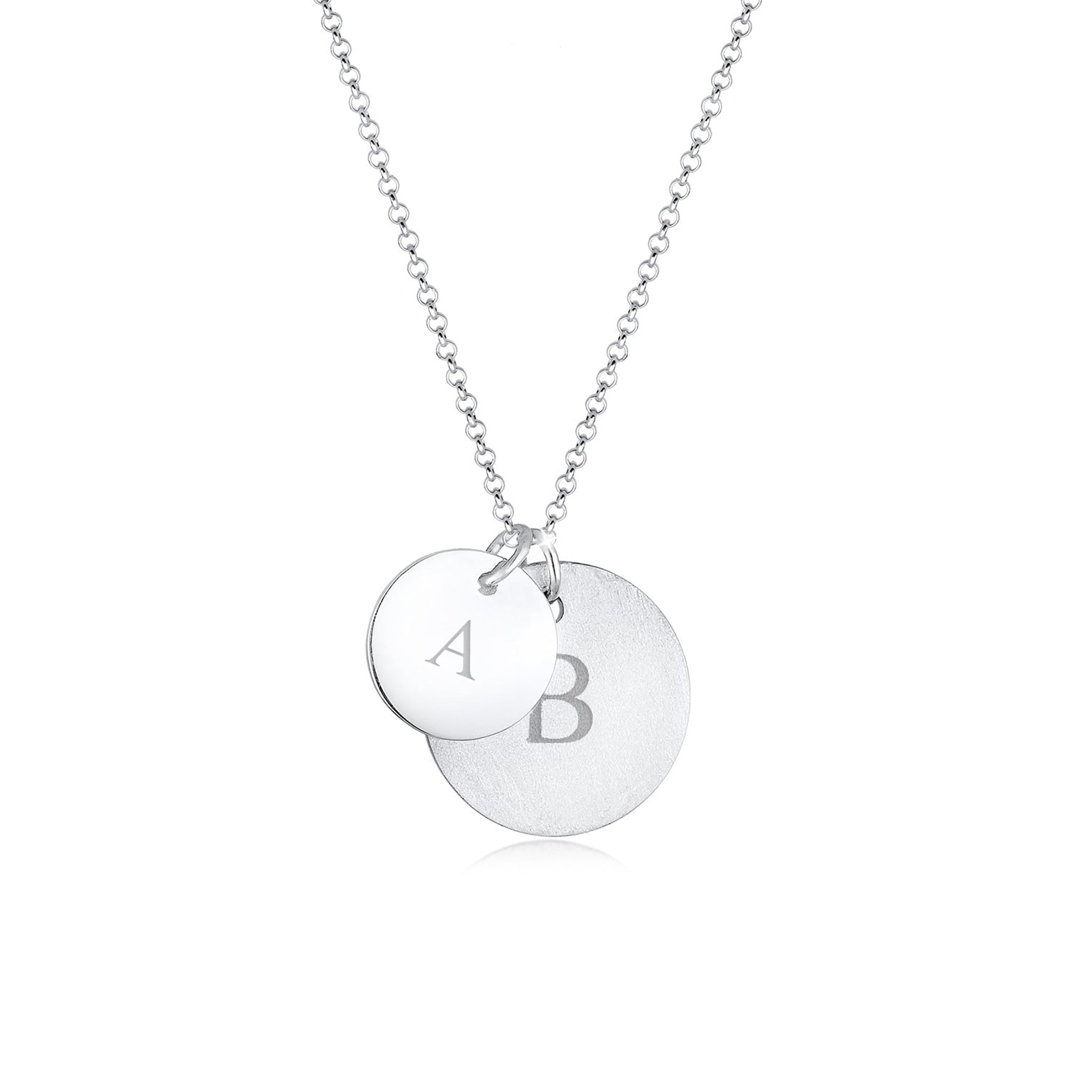 Silber - Elli | Halskette | Gravur Plättchen Matt | 925er Sterling Silber