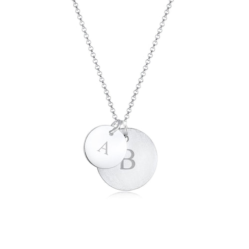 Silber - Elli | Halskette | Gravur Plättchen Matt | 925er Sterling Silber
