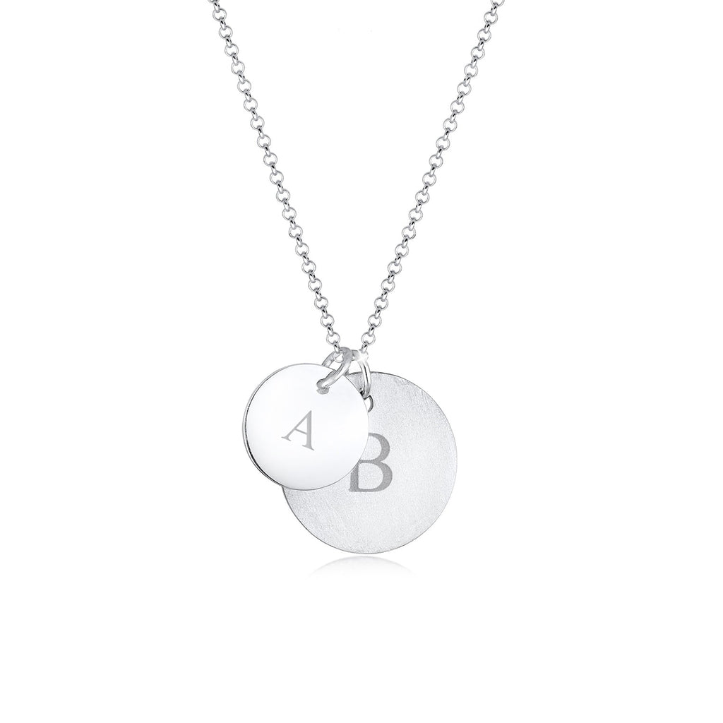 Silber - Elli | Halskette | Gravur Plättchen Matt | 925er Sterling Silber