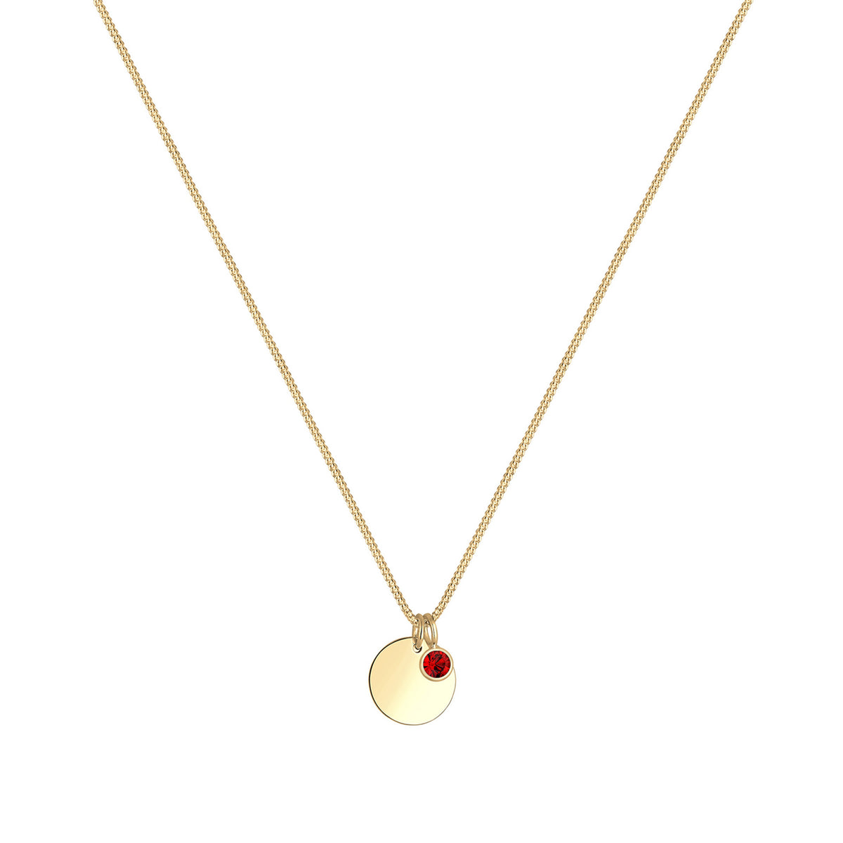 Rot - Elli | Halskette Gravur Platte | Kristall (Dunkelrot) | 925 Sterling Silber vergoldet
