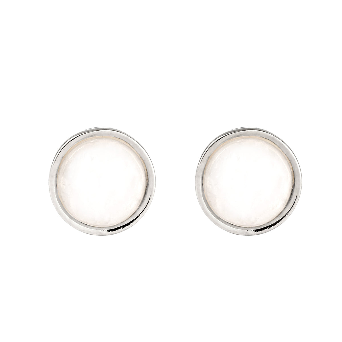 Silber - Elli | Ohrstecker Rund | Mondstein (Weiß) | 925 Sterling Silber