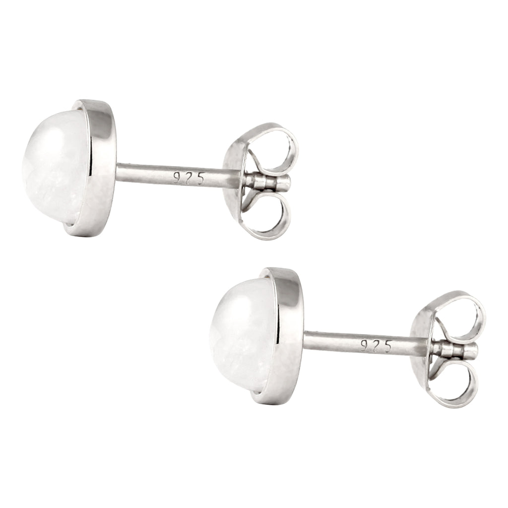 Silber - Elli | Ohrstecker Rund | Mondstein (Weiß) | 925 Sterling Silber
