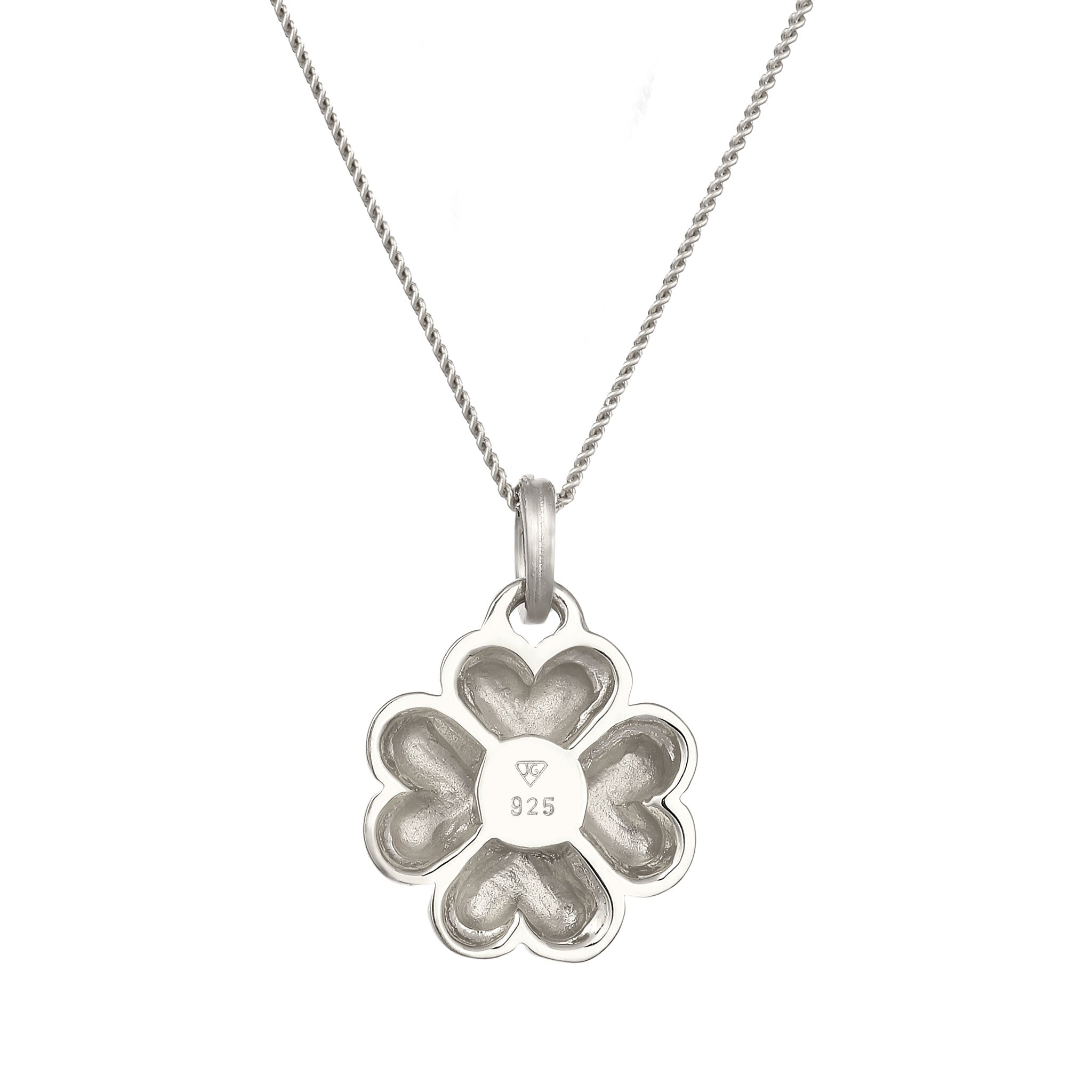 Silber - Elli | Halskette Kleeblatt Anhänger | 925 Sterling Silber