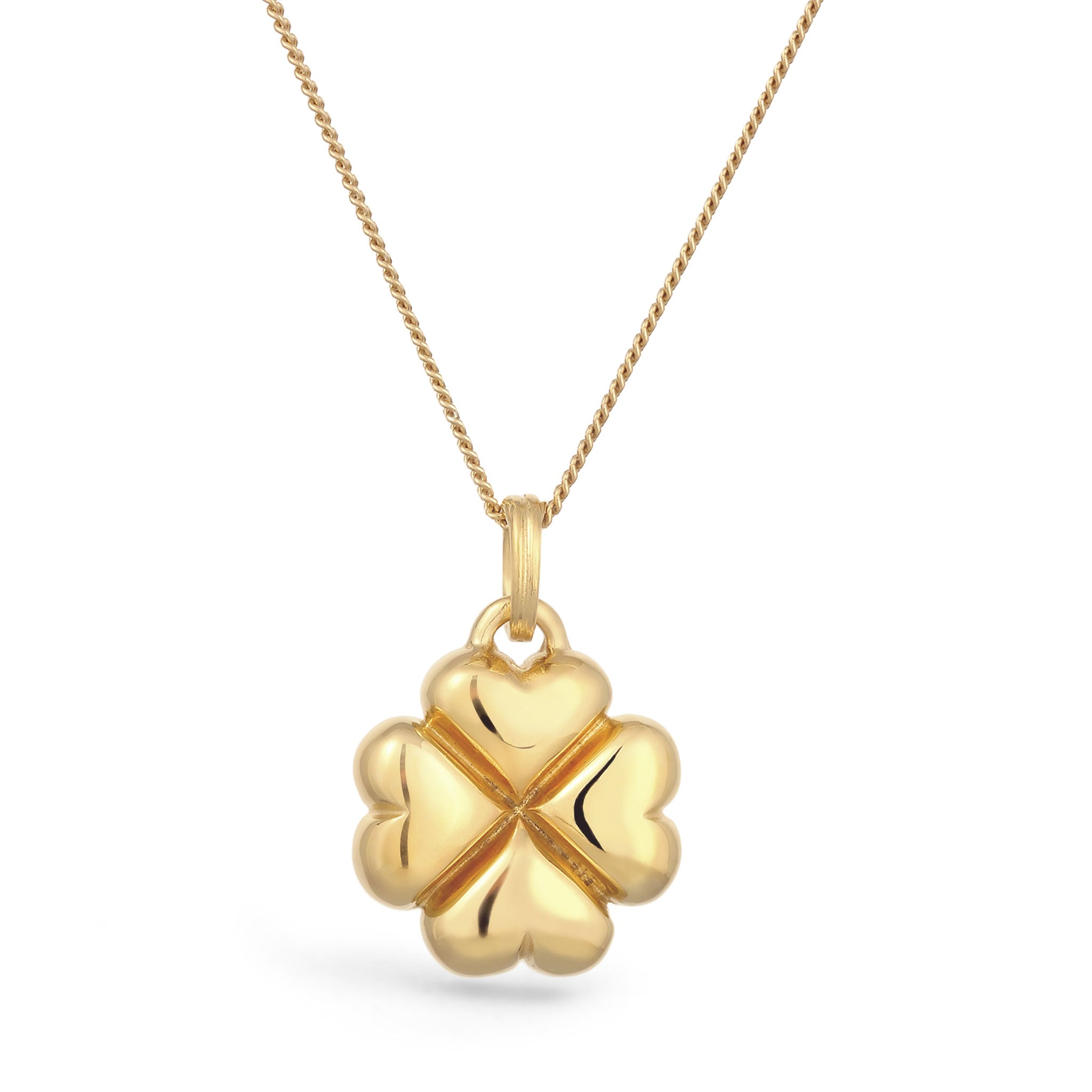Gold - Elli | Halskette Kleeblatt Anhänger | 925 Sterling Silber vergoldet