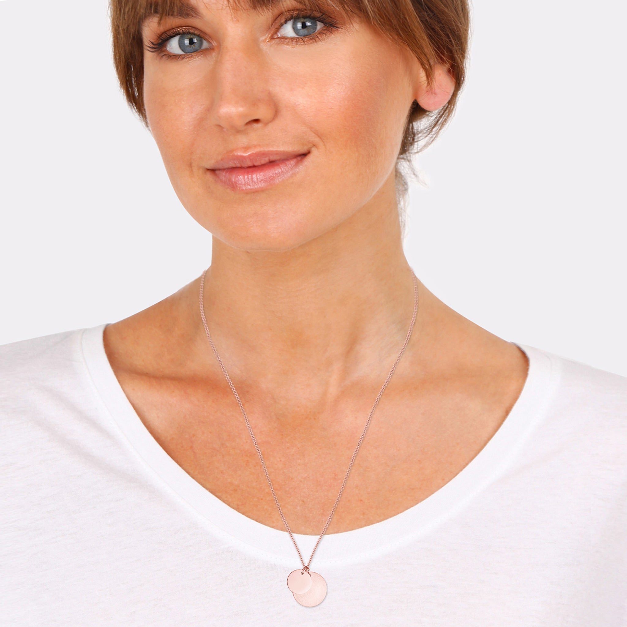 Roségold - Elli | Halskette | Gravur Plättchen Matt | 925er Sterling Silber rose-vergoldet