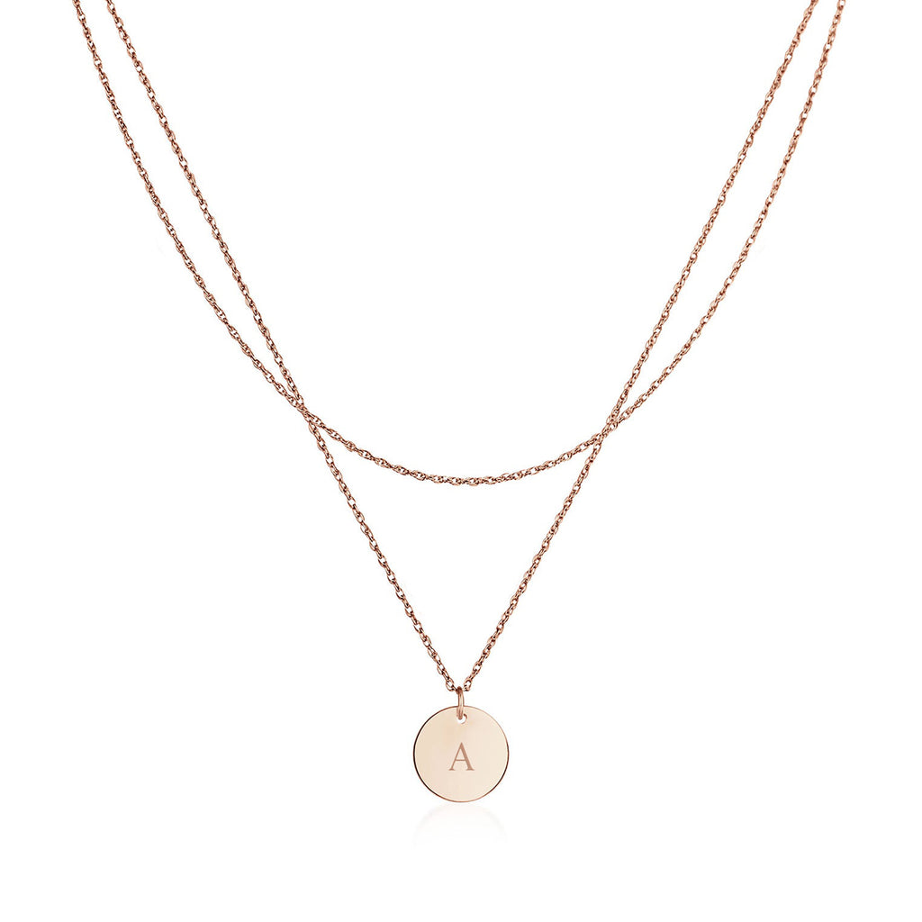 Engravable pink - Elli | Layer-Halskette | Gravur Plättchen | 925er Sterling Silber rose-vergoldet
