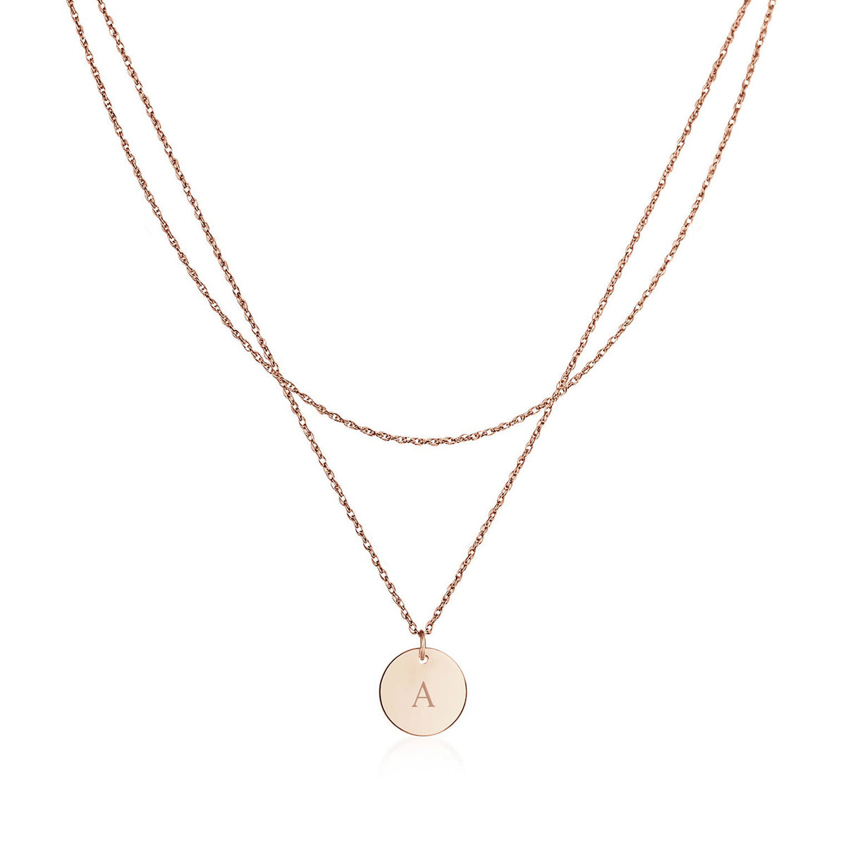 Engravable pink - Elli | Layer-Halskette | Gravur Plättchen | 925er Sterling Silber rose-vergoldet