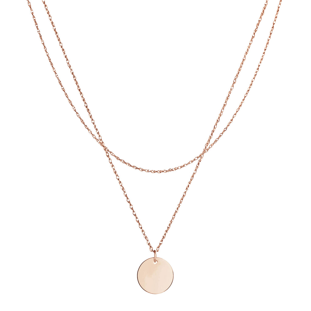 Engravable pink - Elli | Layer-Halskette | Gravur Plättchen | 925er Sterling Silber rose-vergoldet