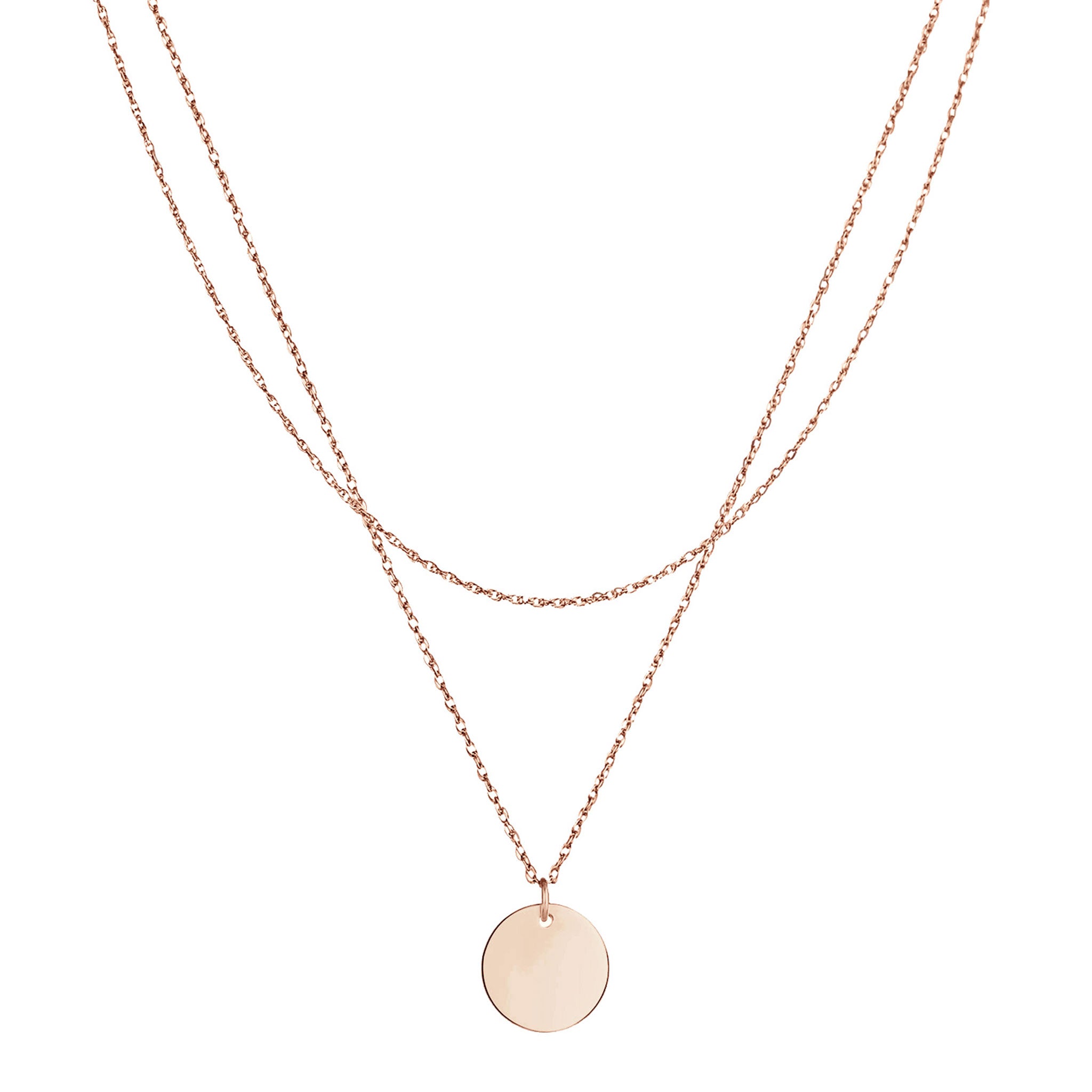 Roségold - Elli | Layer-Halskette | Gravur Plättchen | 925er Sterling Silber rose-vergoldet