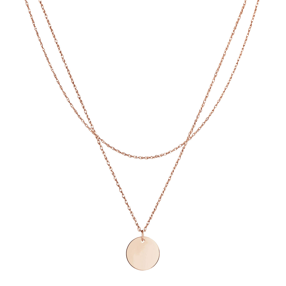 Engravable pink - Elli | Layer-Halskette | Gravur Plättchen | 925er Sterling Silber rose-vergoldet