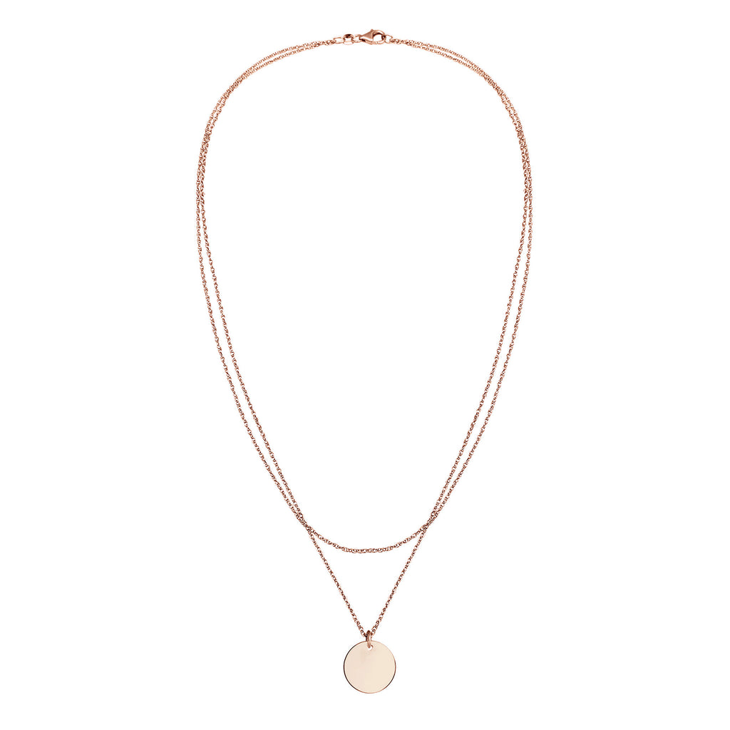 Engravable pink - Elli | Layer-Halskette | Gravur Plättchen | 925er Sterling Silber rose-vergoldet