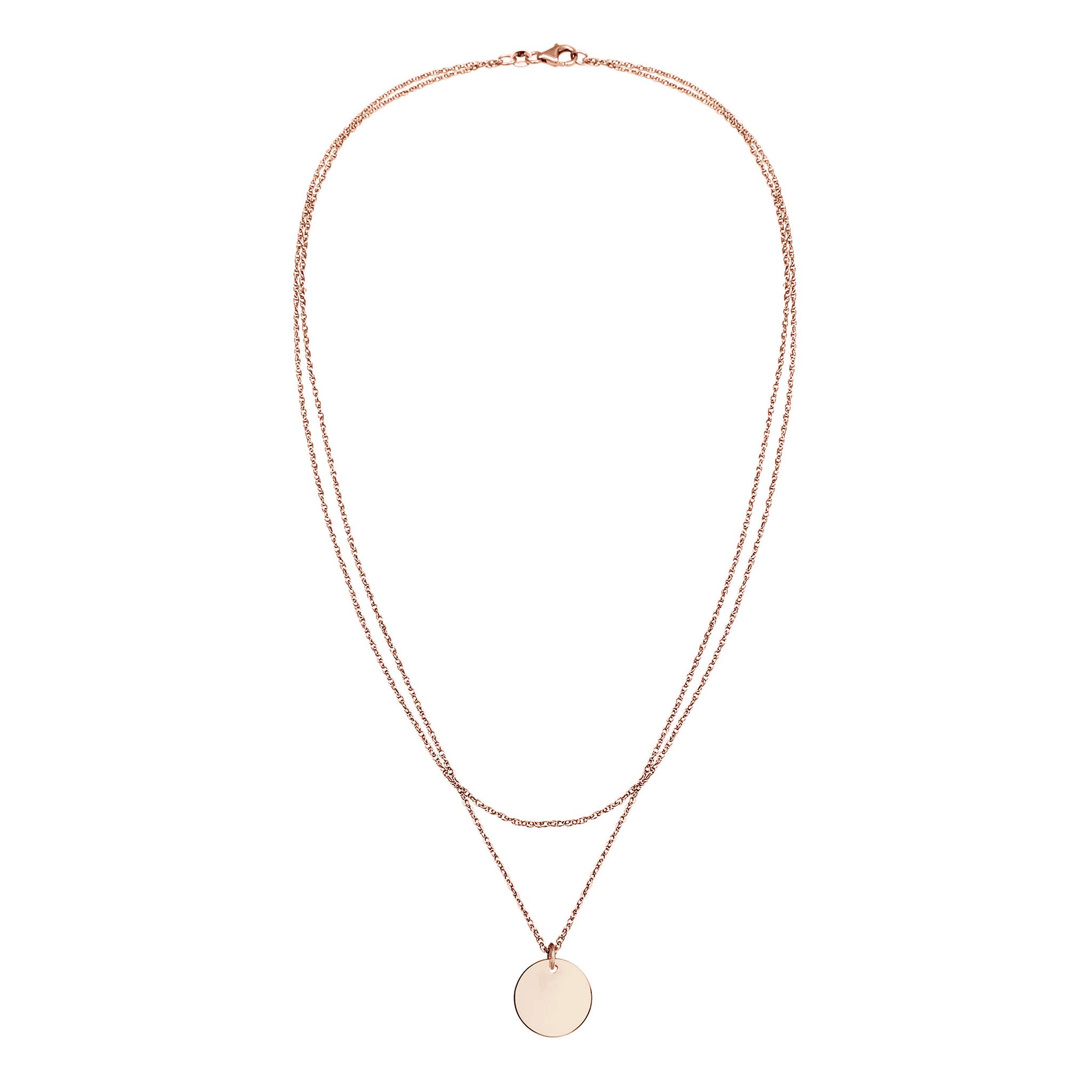 Roségold - Elli | Layer-Halskette | Gravur Plättchen | 925er Sterling Silber rose-vergoldet