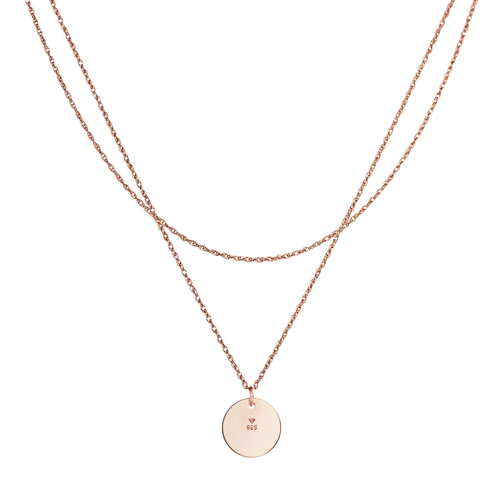 Engravable pink - Elli | Layer-Halskette | Gravur Plättchen | 925er Sterling Silber rose-vergoldet