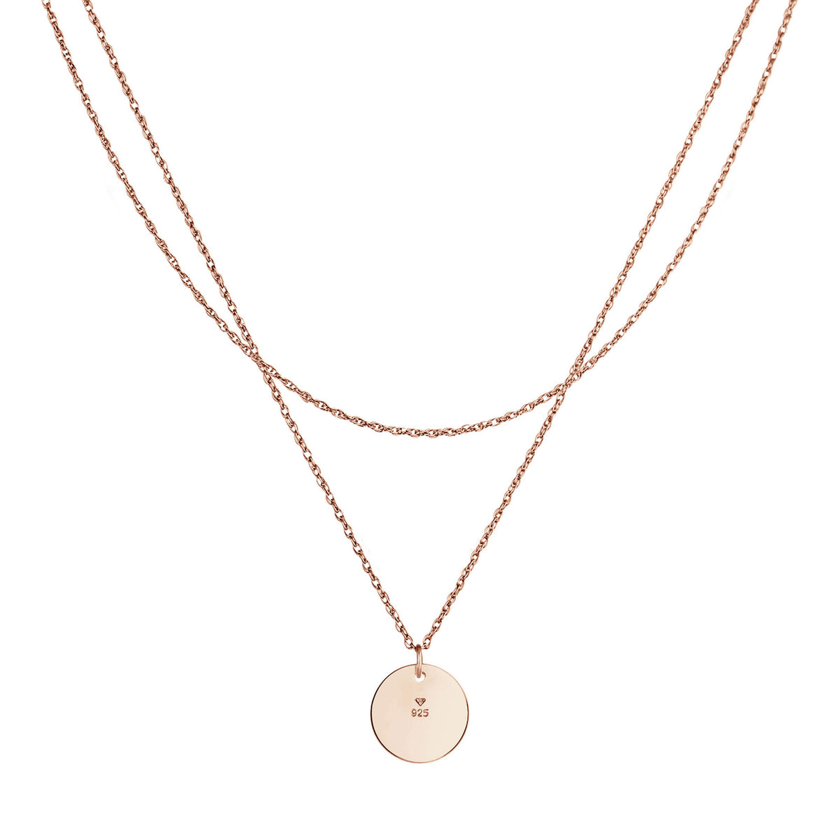 Engravable pink - Elli | Layer-Halskette | Gravur Plättchen | 925er Sterling Silber rose-vergoldet