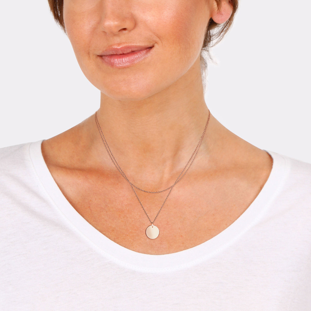 Engravable pink - Elli | Layer-Halskette | Gravur Plättchen | 925er Sterling Silber rose-vergoldet