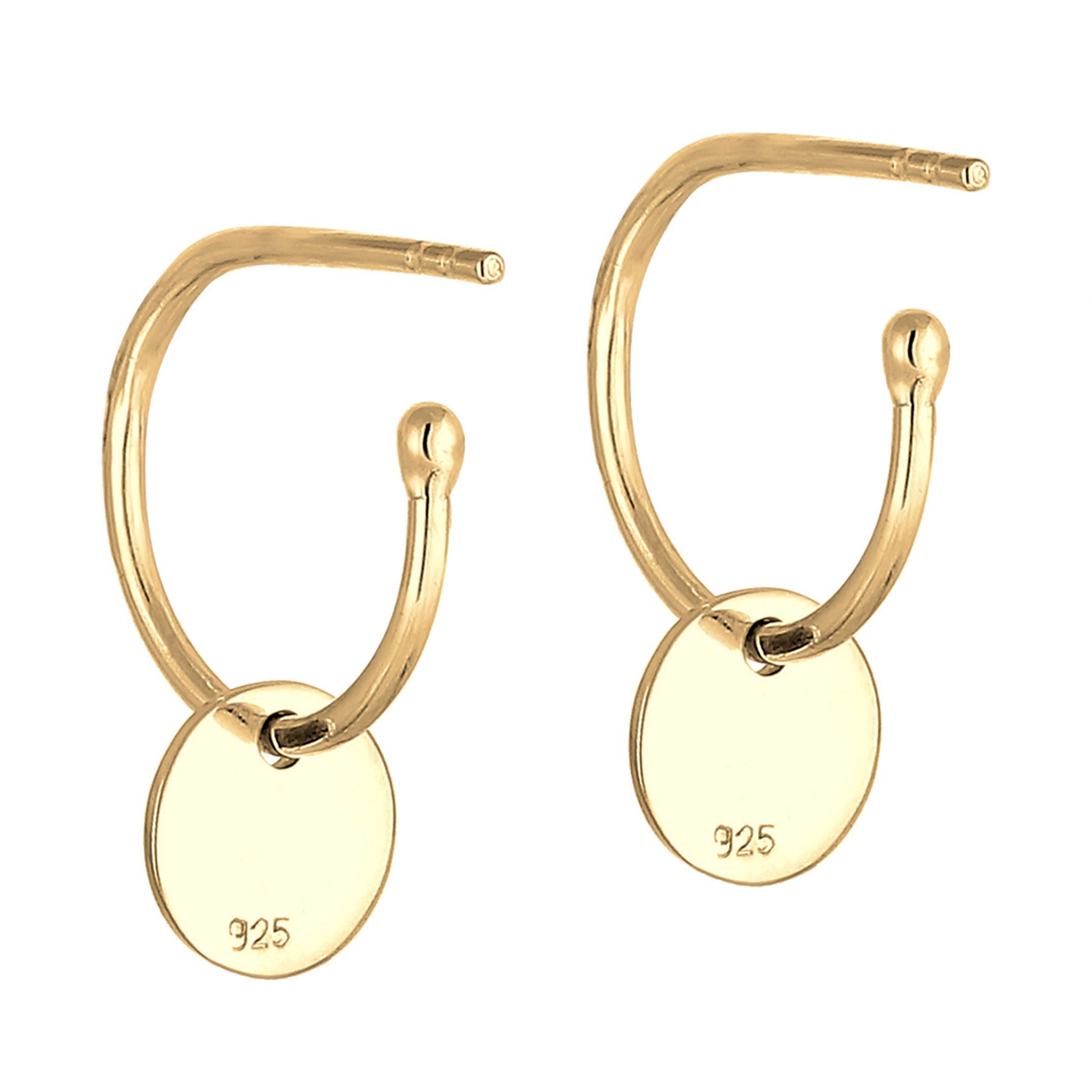 Gold - Elli | Creolen | Gravur Plättchen | 925 Sterling Silber vergoldet