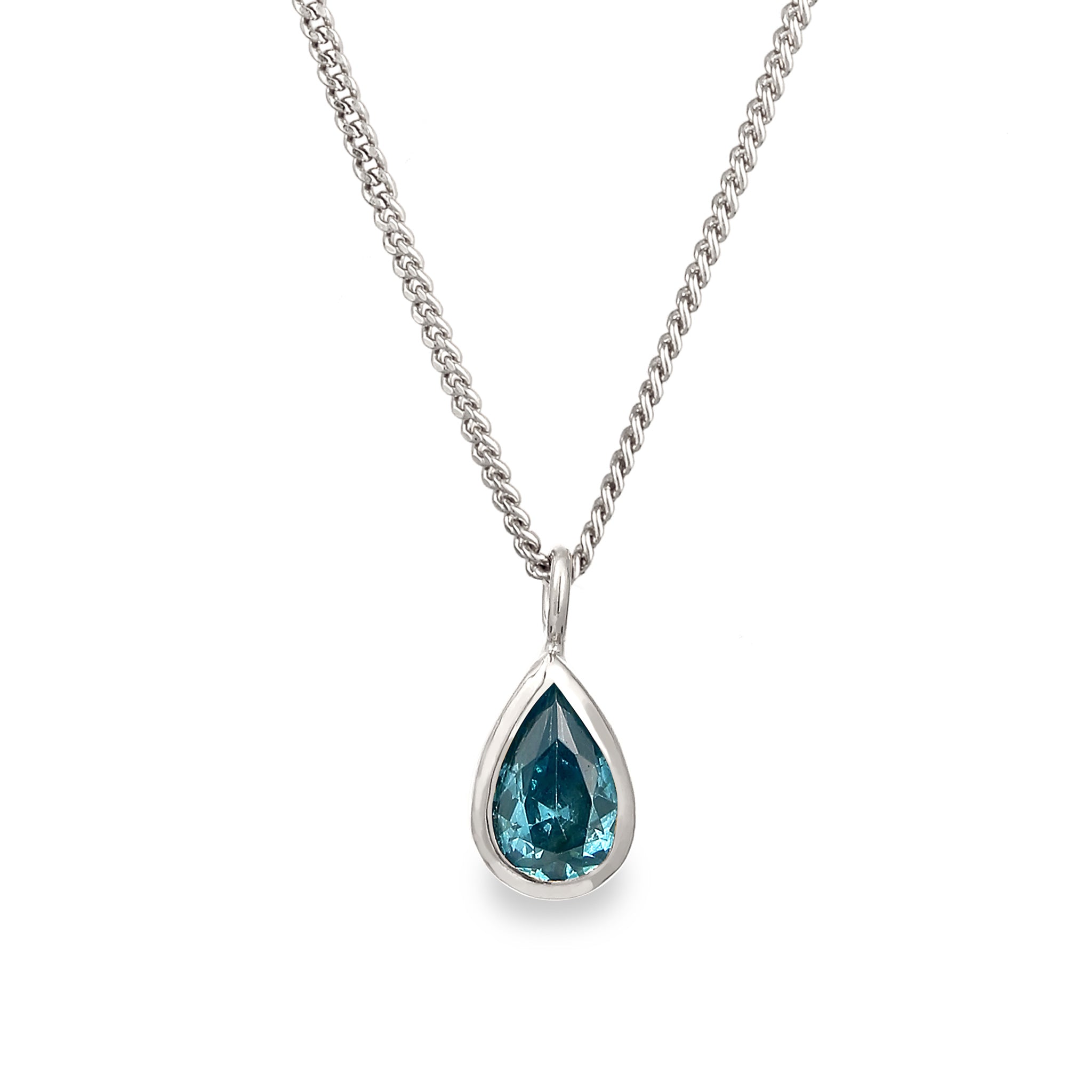 Blau - Elli | Halskette Tropfen | Zirkonia (Hellblau) | 925 Sterling Silber