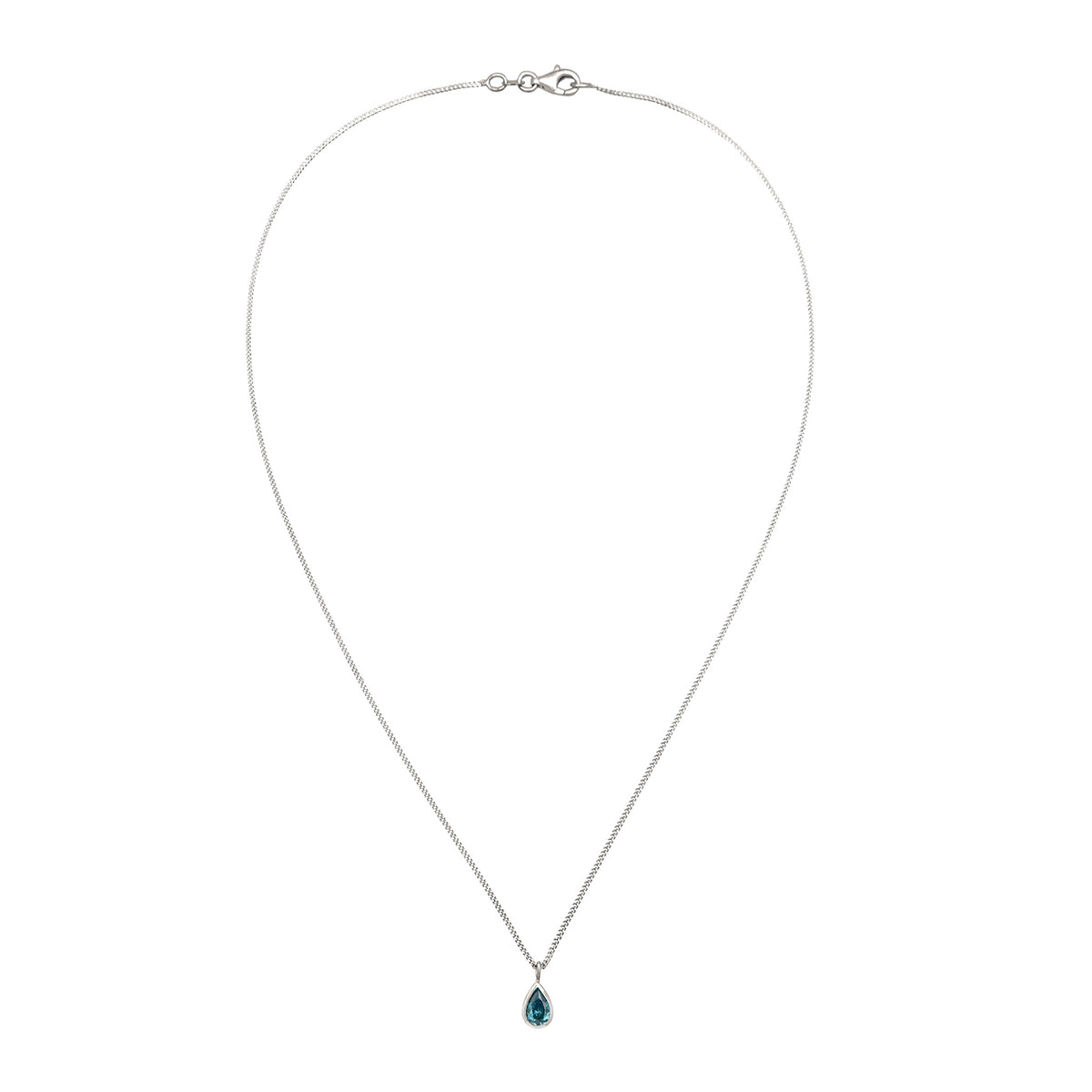 Blau - Elli | Halskette Tropfen | Zirkonia (Hellblau) | 925 Sterling Silber