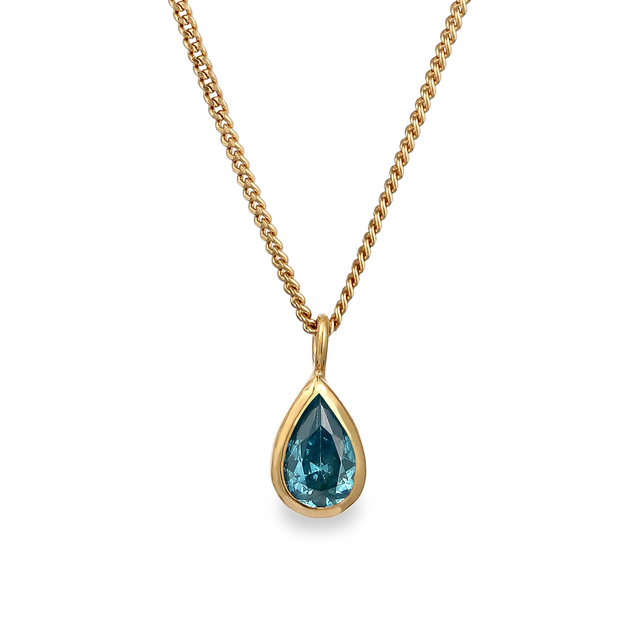 Hellblau - Elli | Halskette Tropfen | Zirkonia (Hellblau) | 925 Sterling Silber vergoldet