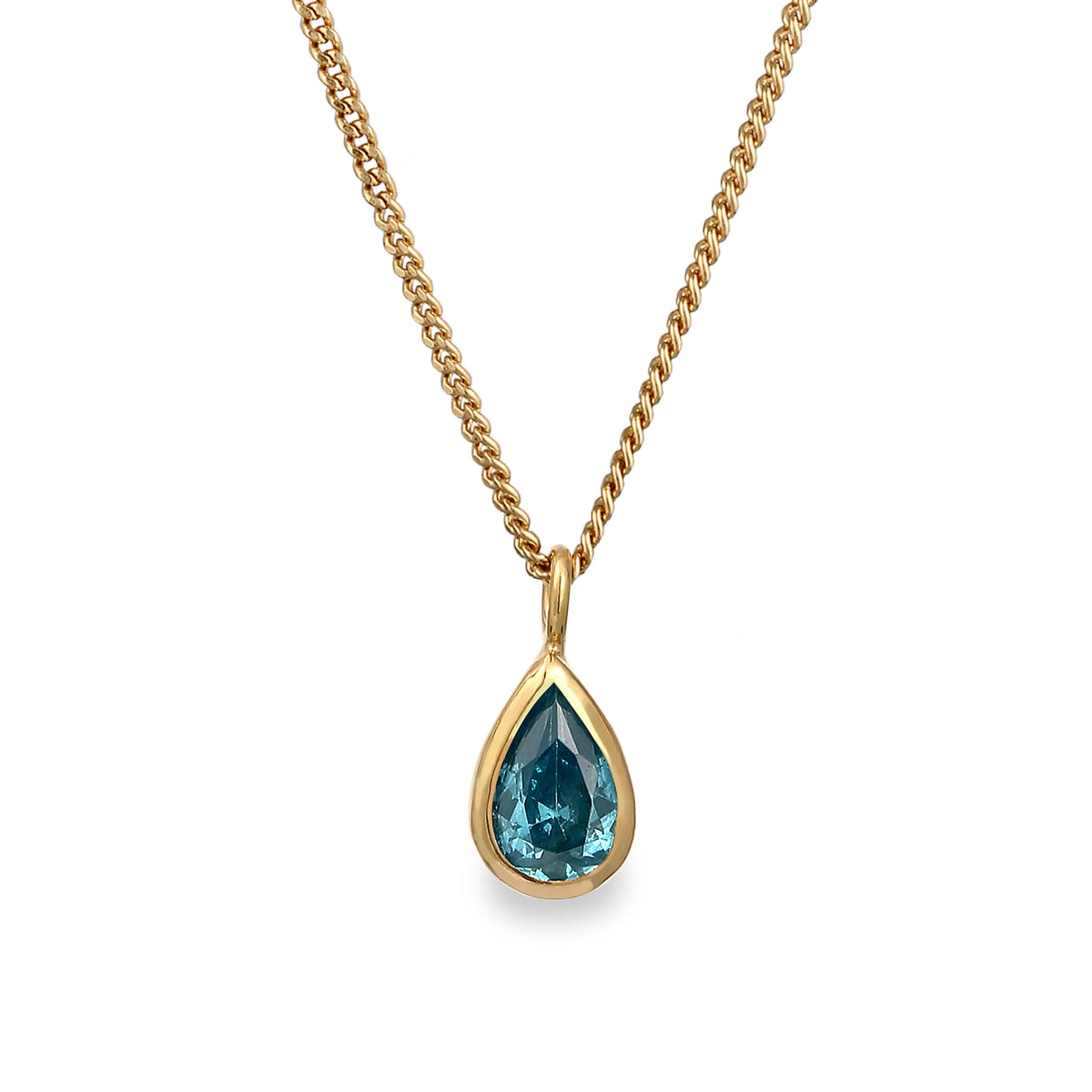 Hellblau - Elli | Halskette Tropfen | Zirkonia (Hellblau) | 925 Sterling Silber vergoldet