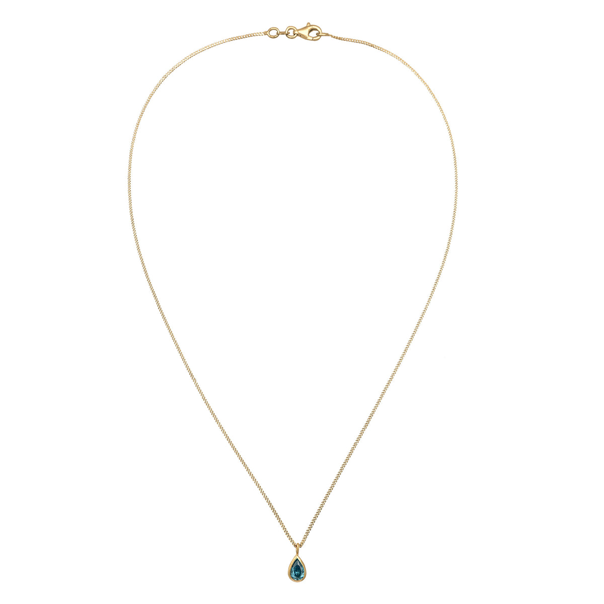 Hellblau - Elli | Halskette Tropfen | Zirkonia (Hellblau) | 925 Sterling Silber vergoldet