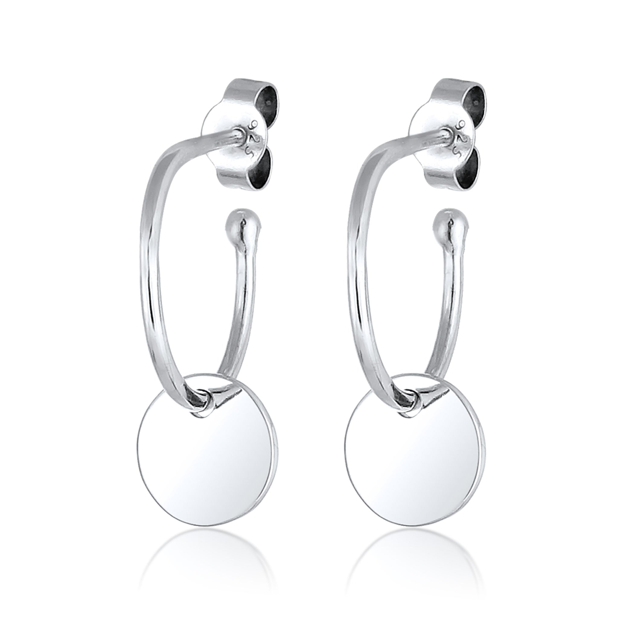 Silber - Elli | Creolen | Gravur Plättchen | 925 Sterling Silber