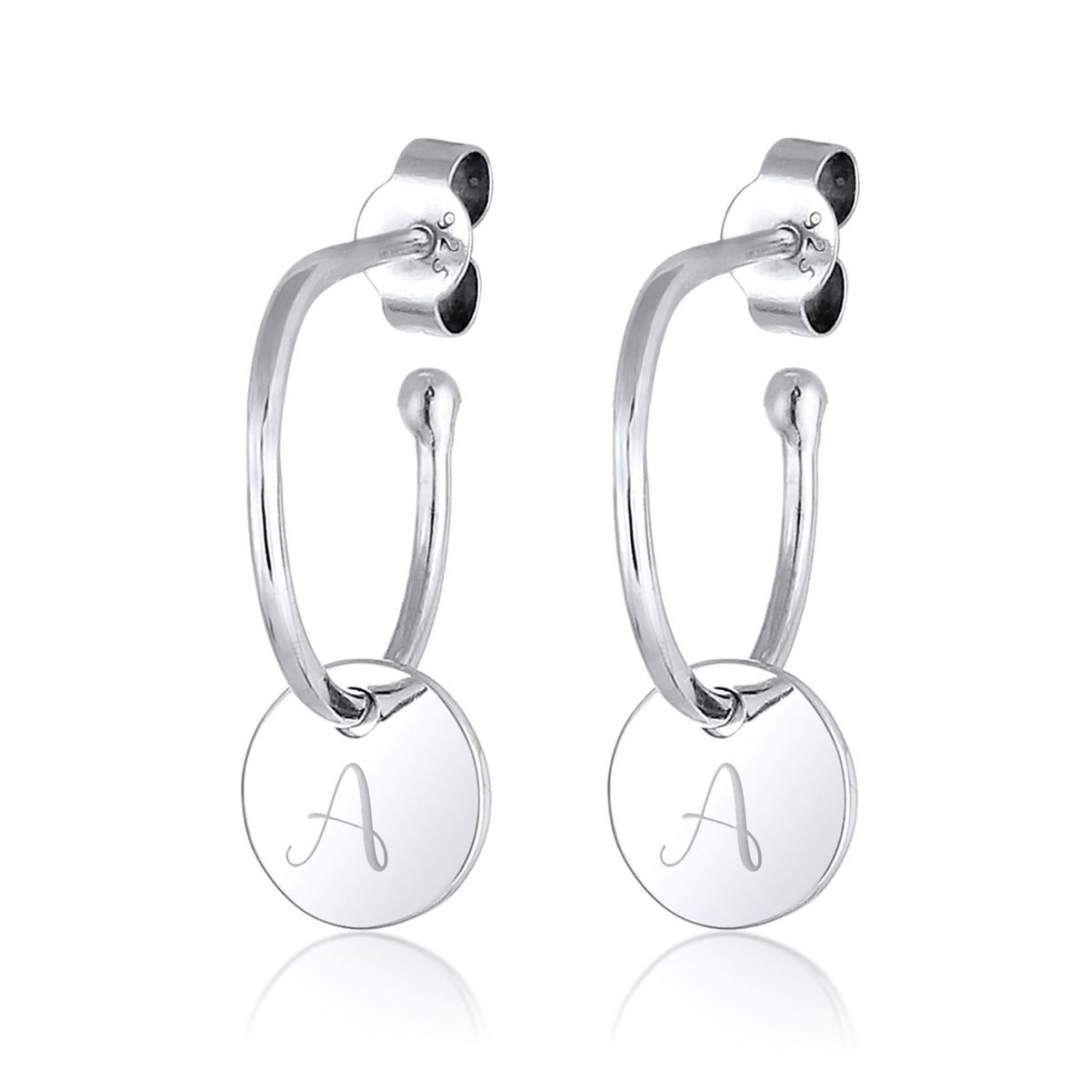 Silber - Elli | Creolen | Gravur Plättchen | 925 Sterling Silber