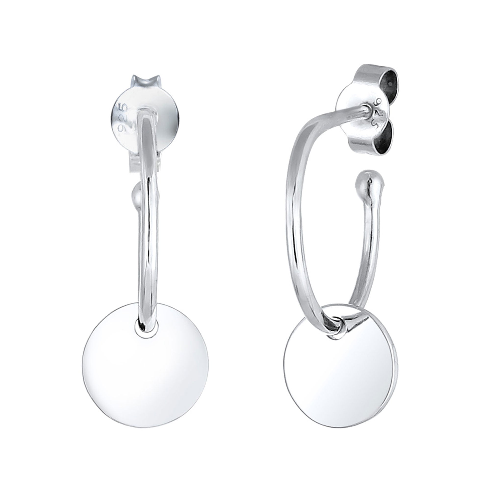 Silber - Elli | Creolen | Gravur Plättchen | 925 Sterling Silber