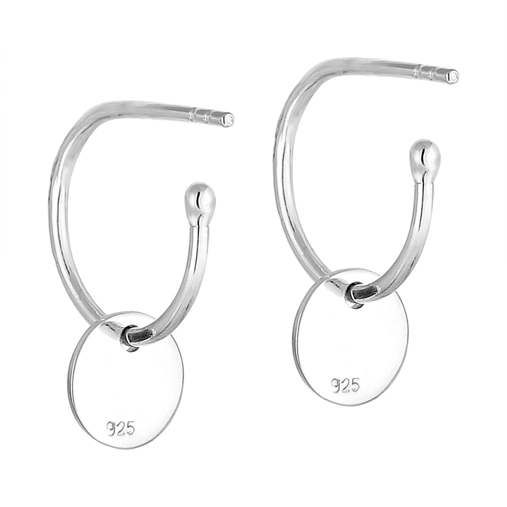 Silber - Elli | Creolen | Gravur Plättchen | 925 Sterling Silber
