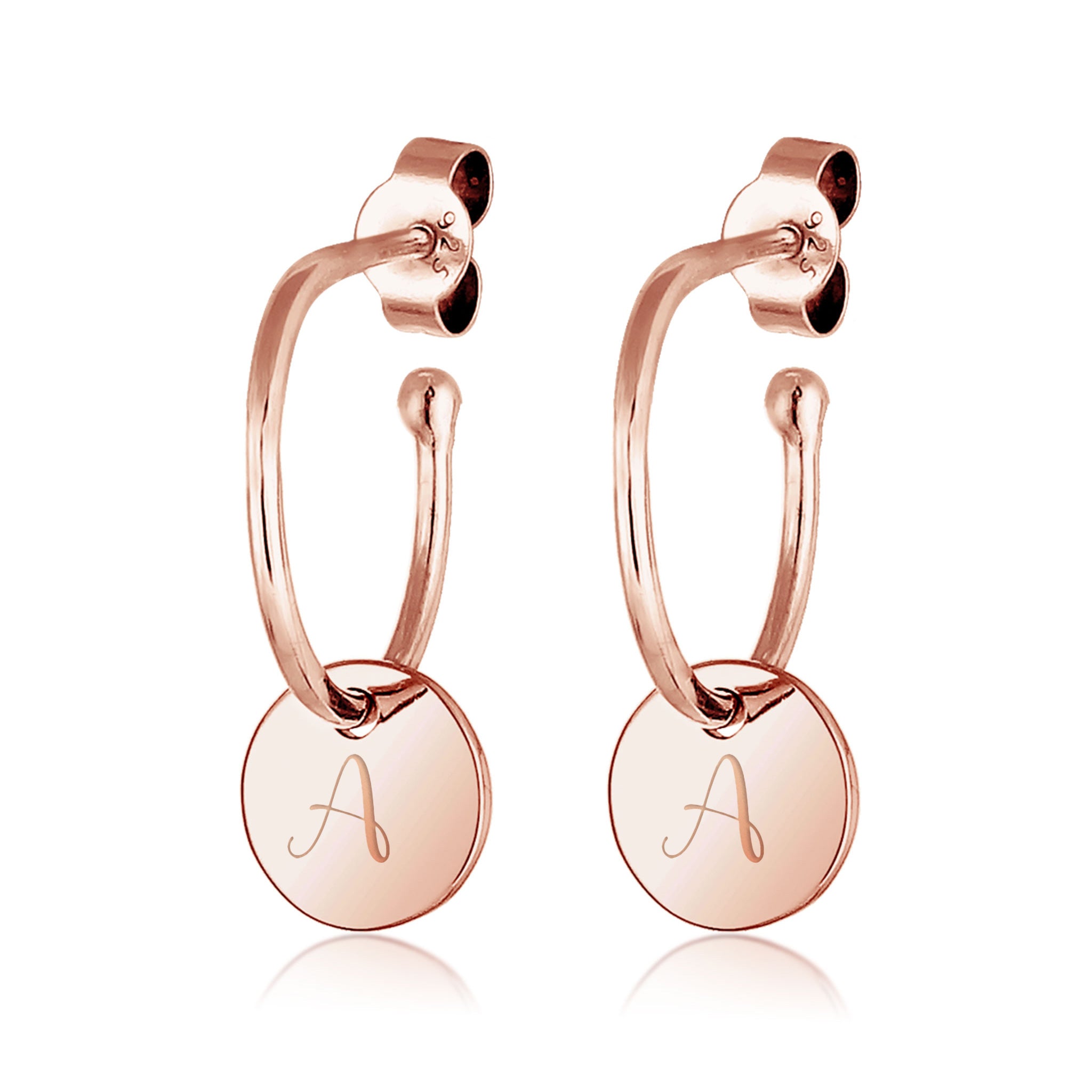 Roségold - Elli | Creolen | Gravur Plättchen | 925 Sterling Silber rose-vergoldet