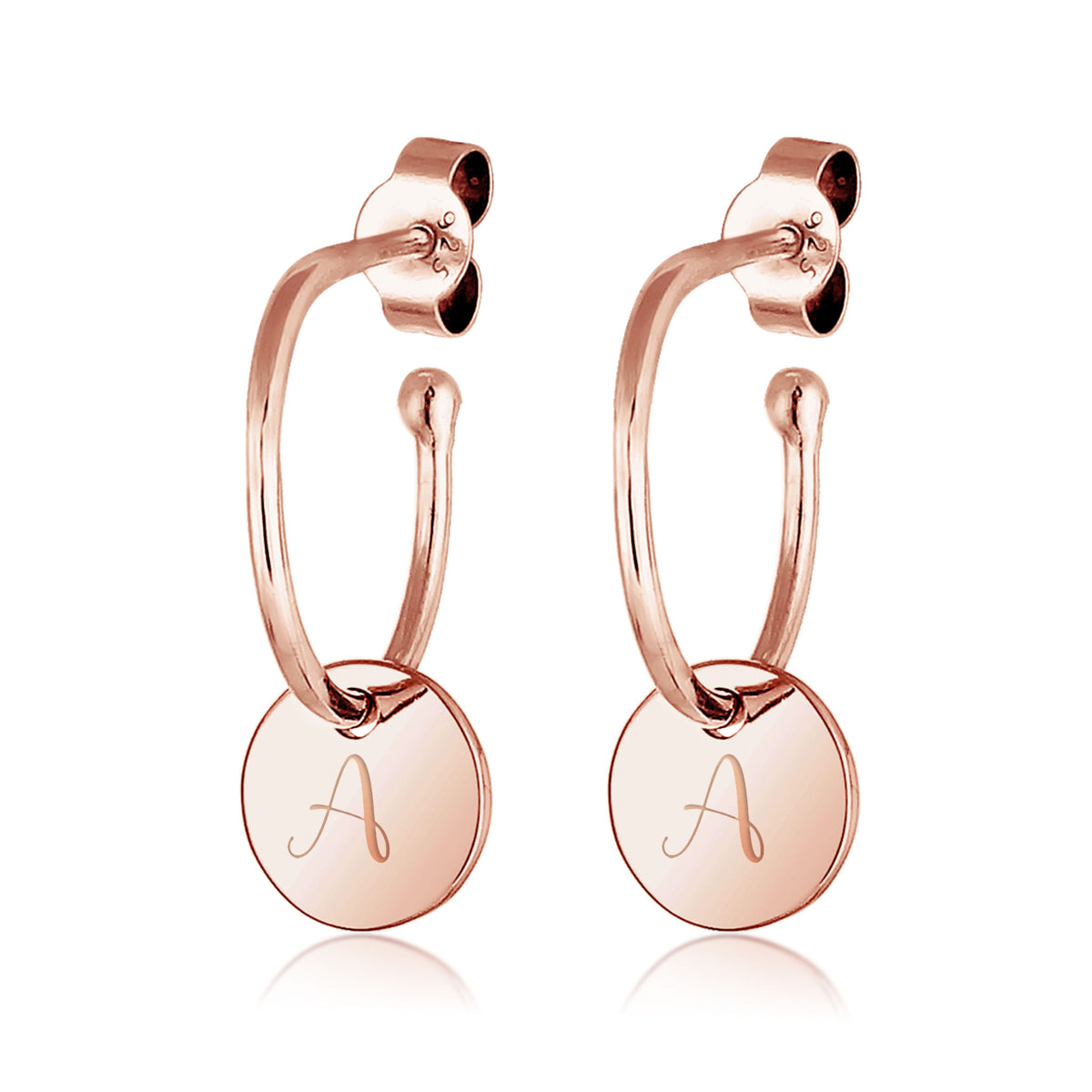 Roségold - Elli | Creolen | Gravur Plättchen | 925 Sterling Silber rose-vergoldet