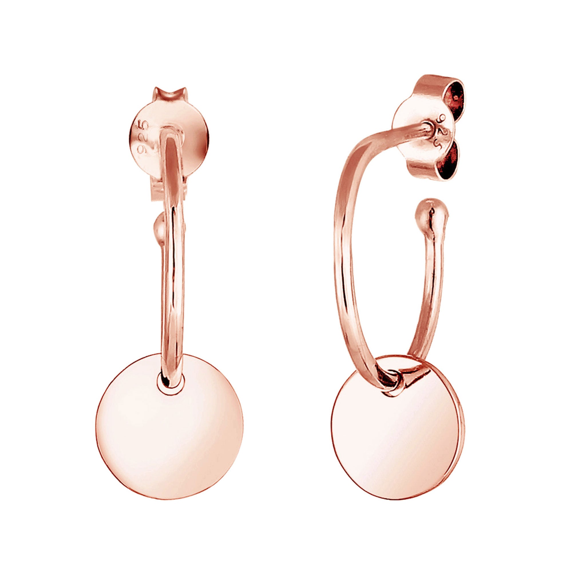 Roségold - Elli | Creolen | Gravur Plättchen | 925 Sterling Silber rose-vergoldet