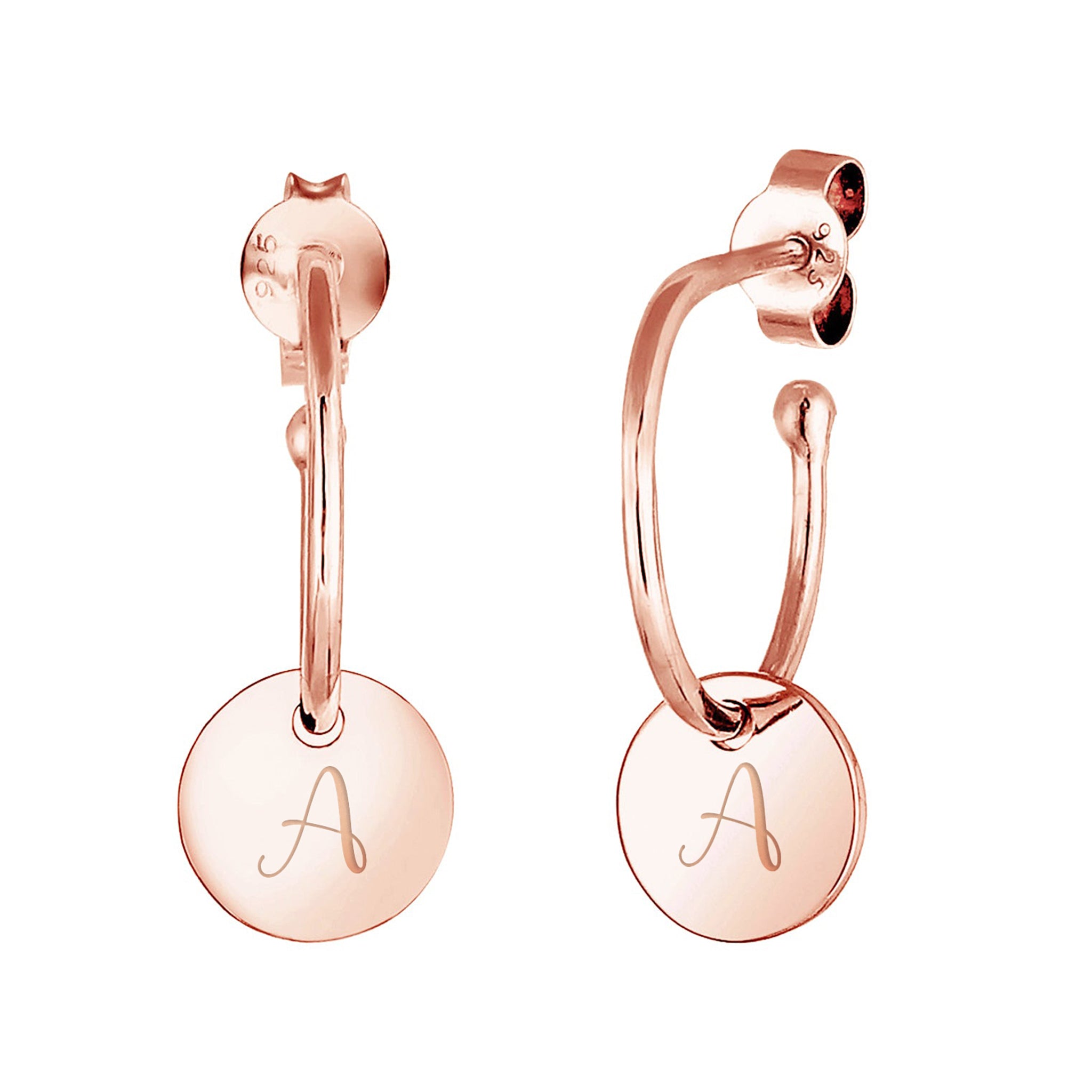 Roségold - Elli | Creolen | Gravur Plättchen | 925 Sterling Silber rose-vergoldet