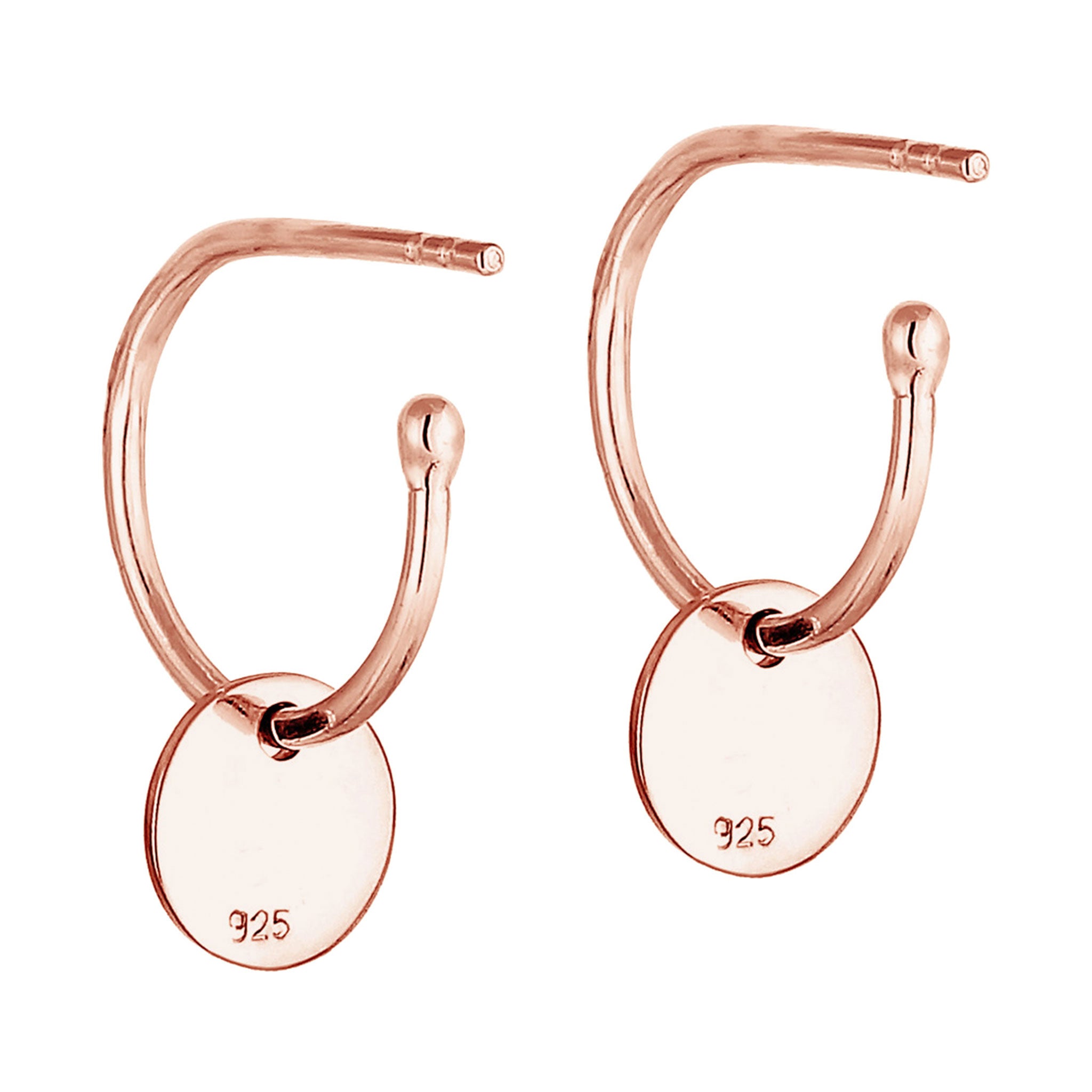 Roségold - Elli | Creolen | Gravur Plättchen | 925 Sterling Silber rose-vergoldet
