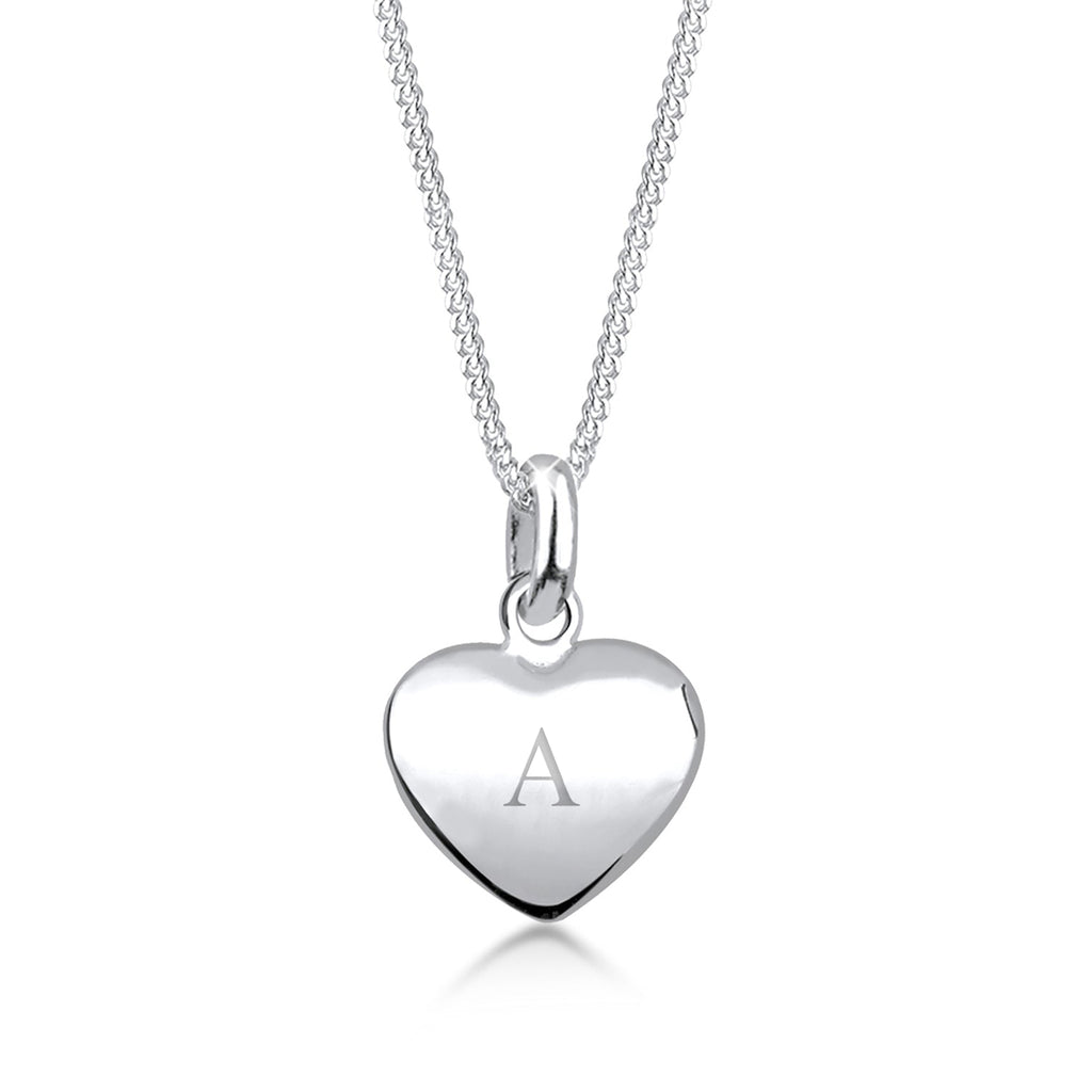 Silber - Elli | Halskette | Gravur Herz Anhänger | 925 Sterling Silber