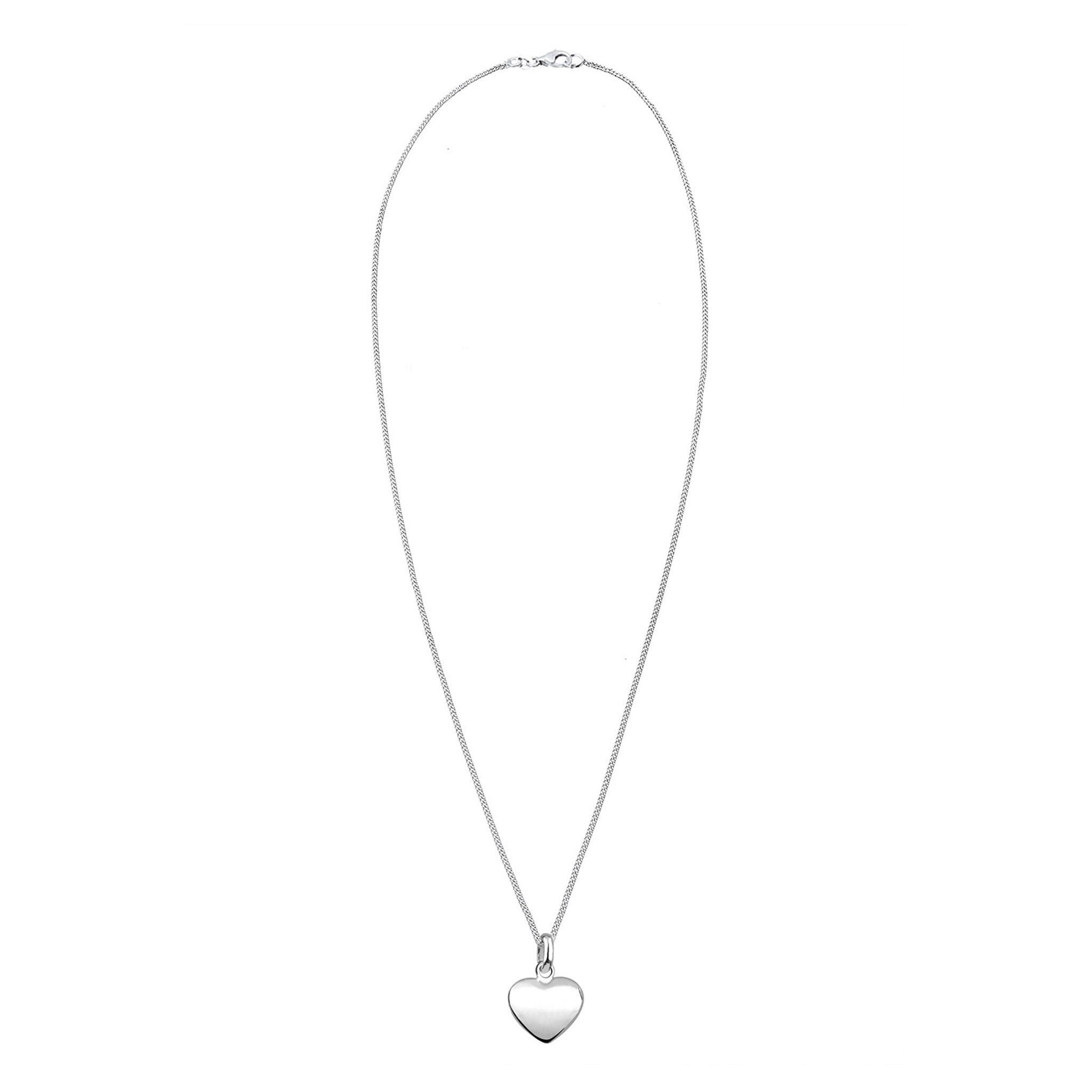 Silber - Elli | Halskette | Gravur Herz Anhänger | 925 Sterling Silber