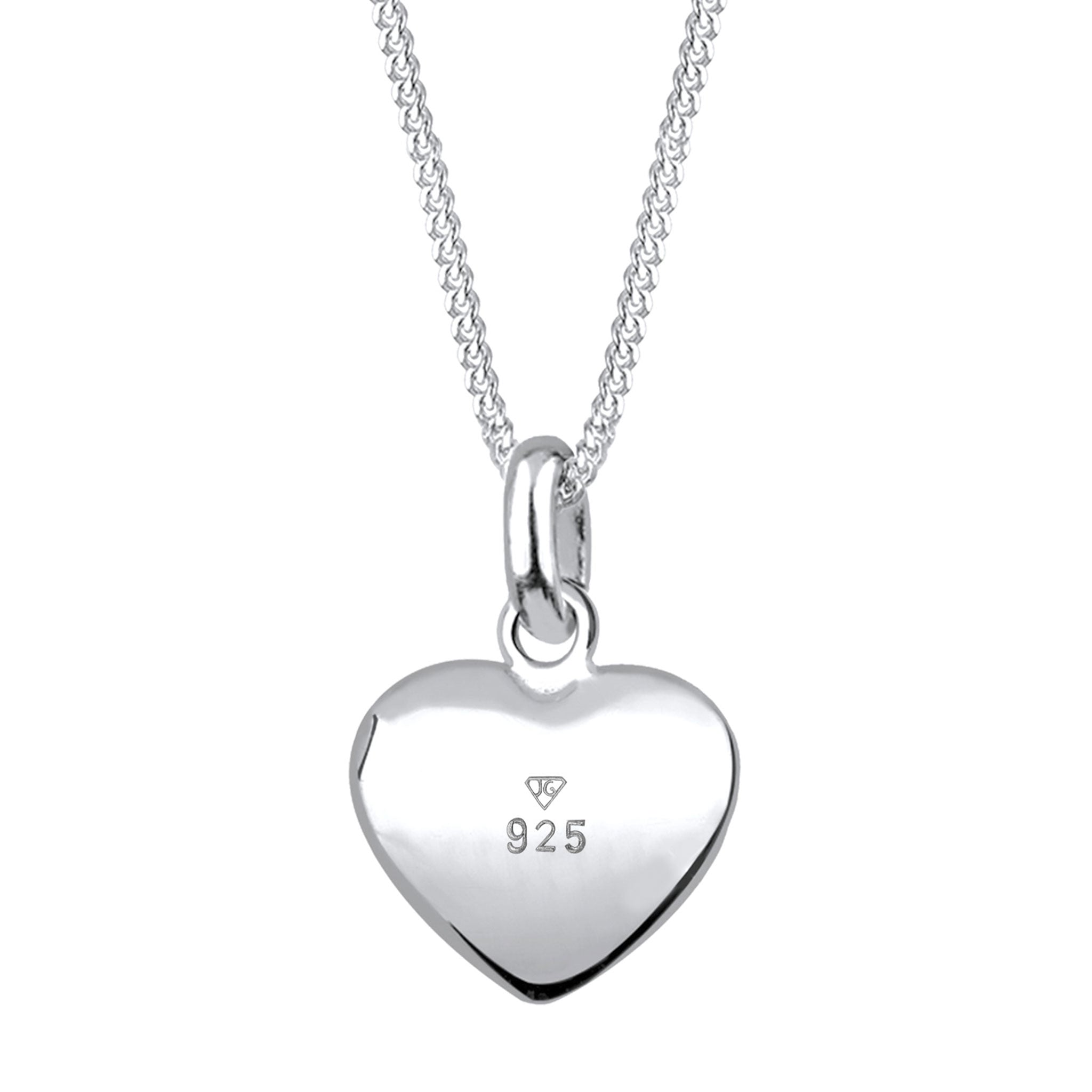 Silber - Elli | Halskette | Gravur Herz Anhänger | 925 Sterling Silber