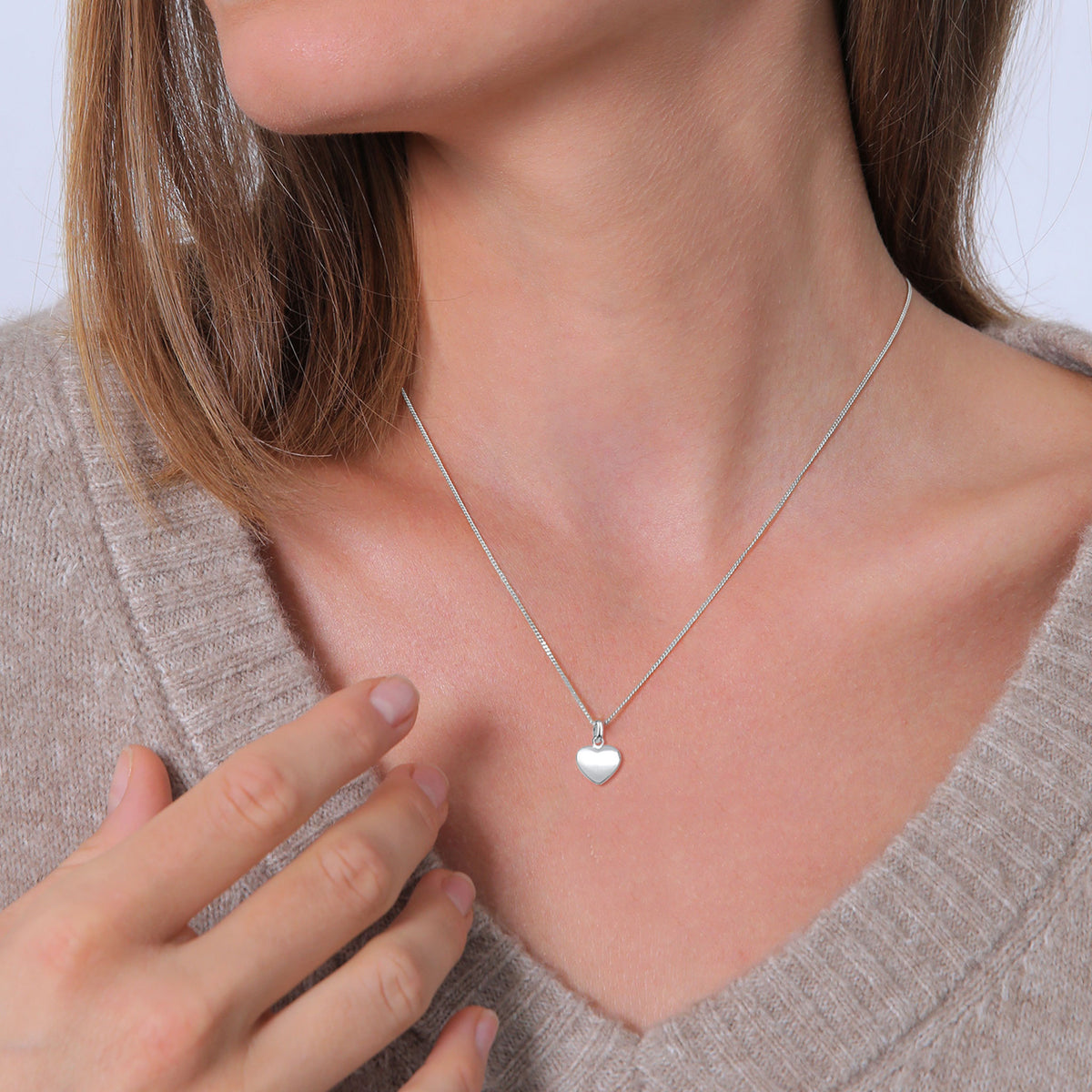 Silber - Elli | Halskette | Gravur Herz Anhänger | 925 Sterling Silber