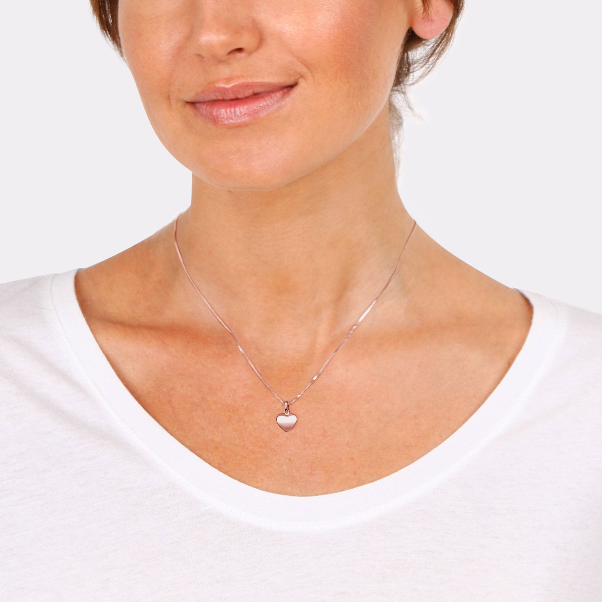 Roségold - Elli | Halskette | Gravur Herz Anhänger | 925 Sterling Silber rosé-vergoldet