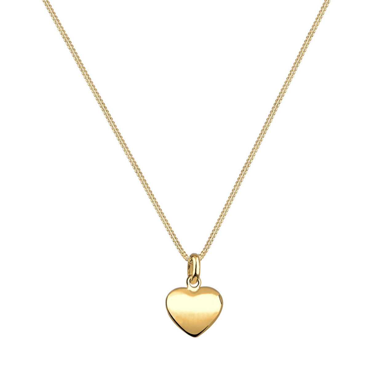 Gold - Elli | Halskette | Gravur Herz Anhänger | 925 Sterling Silber vergoldet