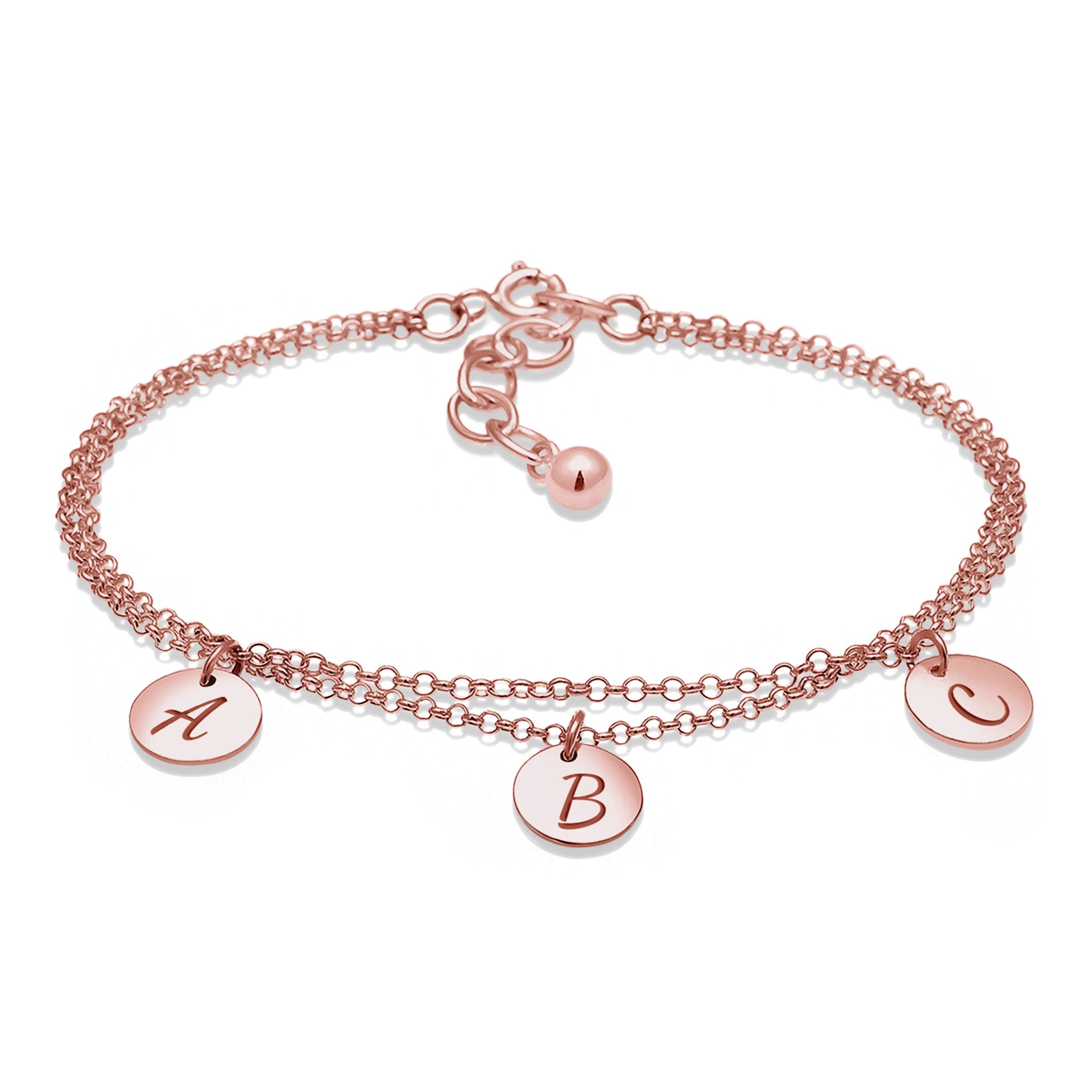 Roségold - Elli | Armband | Gravur Plättchen | 925er Sterling Silber rose-vergoldet