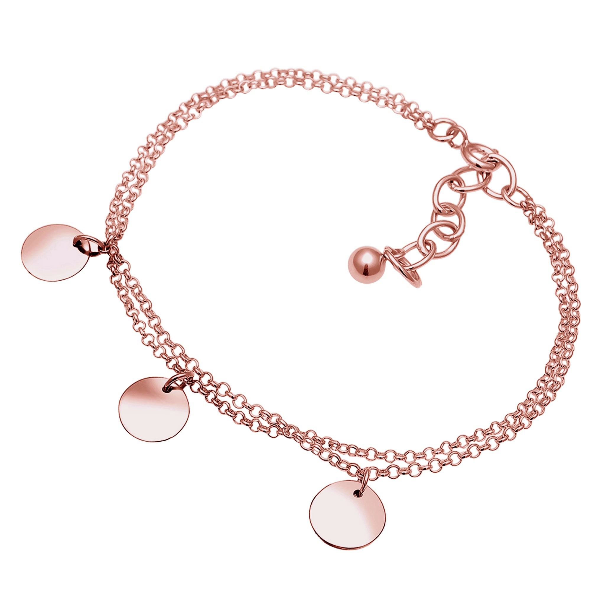 Roségold - Elli | Armband | Gravur Plättchen | 925er Sterling Silber rose-vergoldet