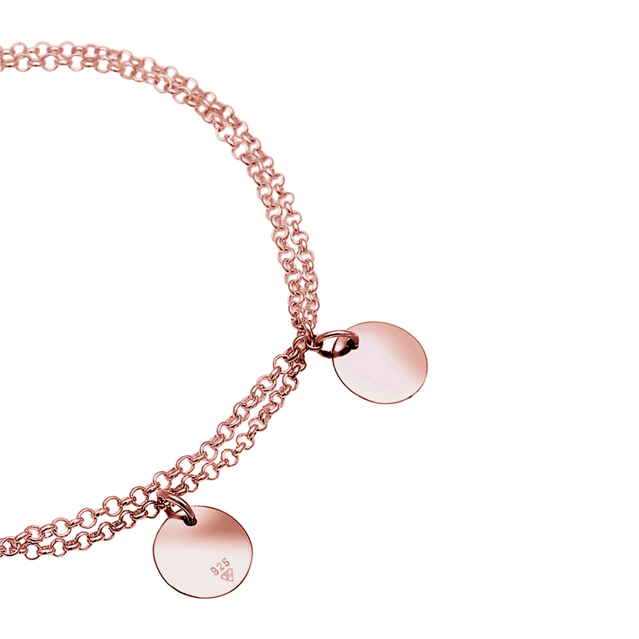 Roségold - Elli | Armband | Gravur Plättchen | 925er Sterling Silber rose-vergoldet