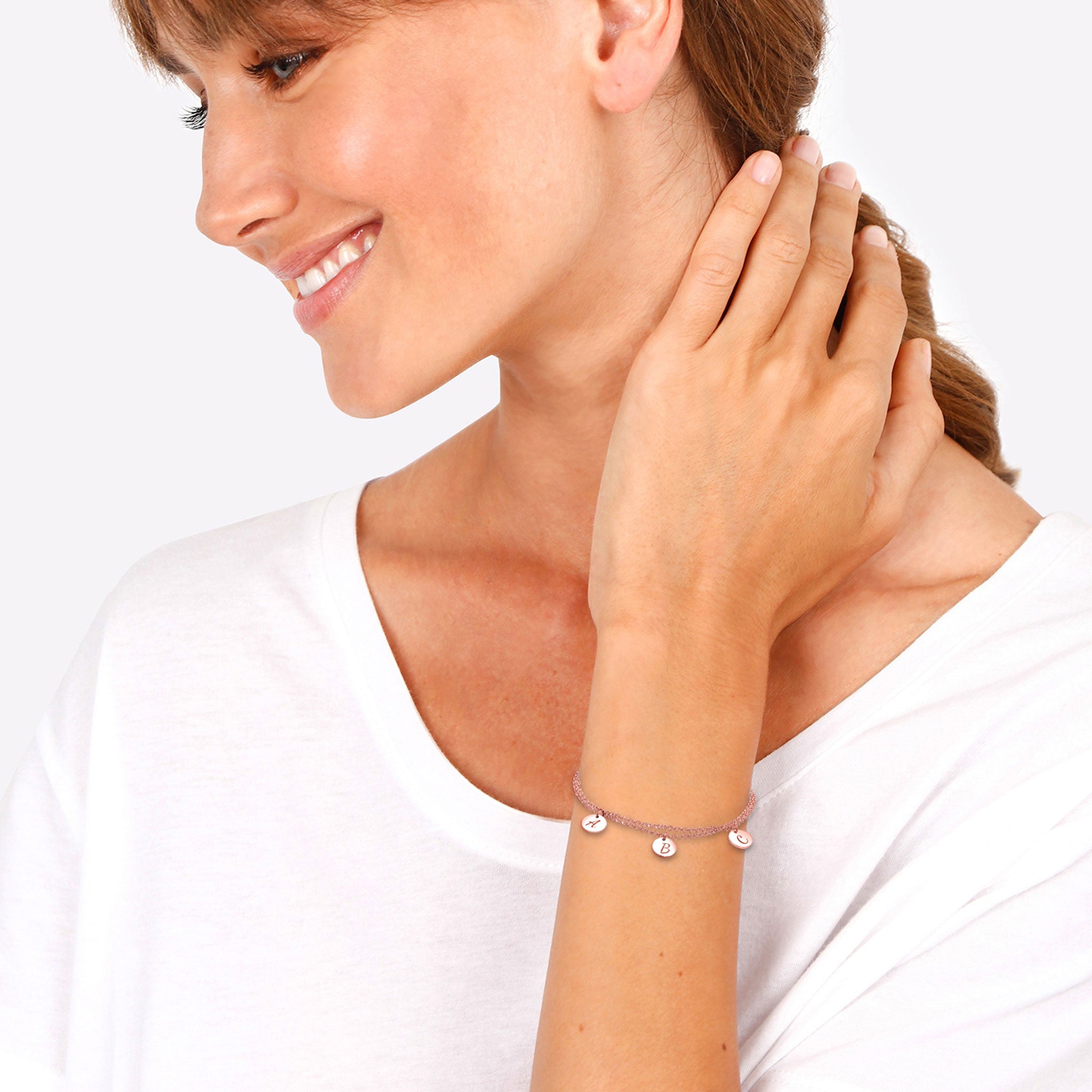 Roségold - Elli | Armband | Gravur Plättchen | 925er Sterling Silber rose-vergoldet