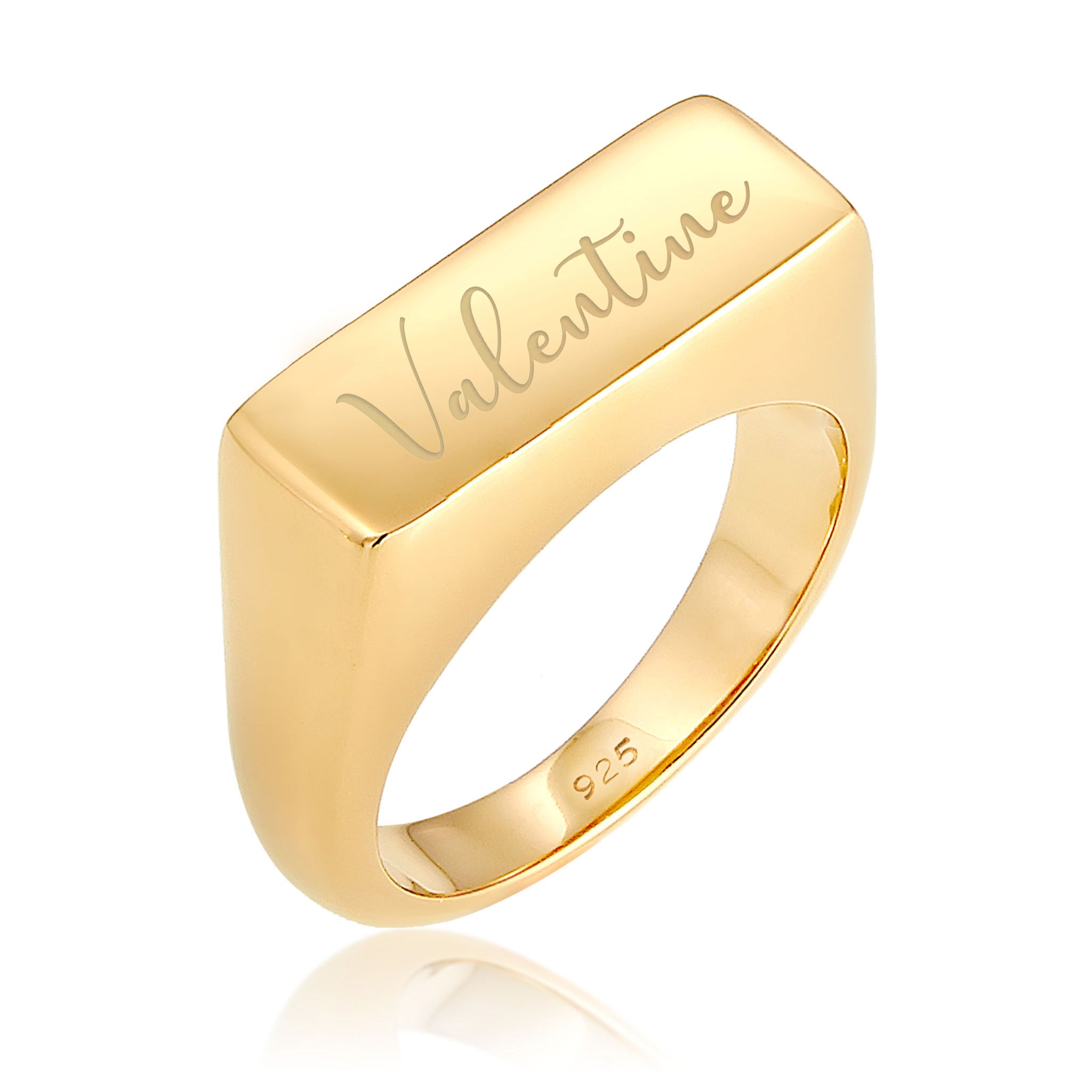 Gold - Elli | Siegelring | Gravurplatte | 925 Sterling Silber vergoldet