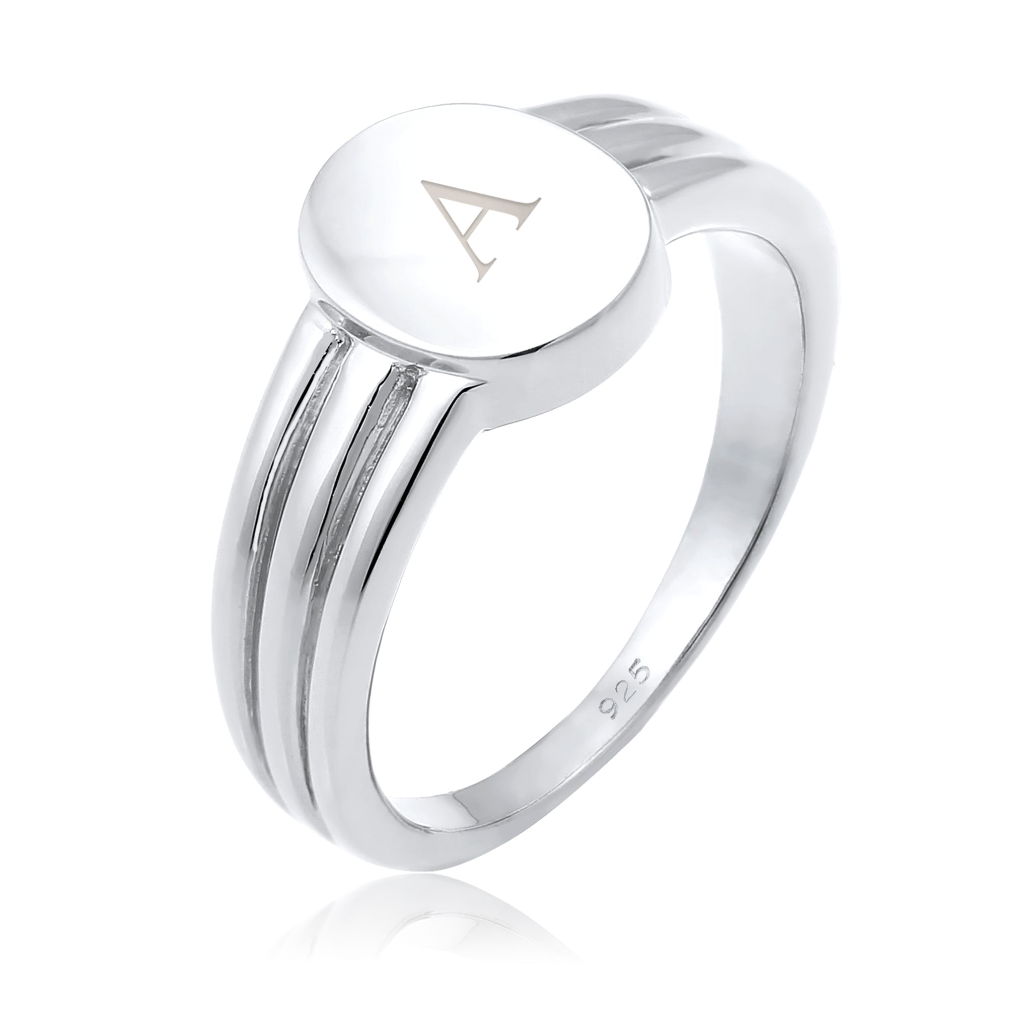 Silber - Elli | Siegelring Oval | Gravur Platte | 925 Silber