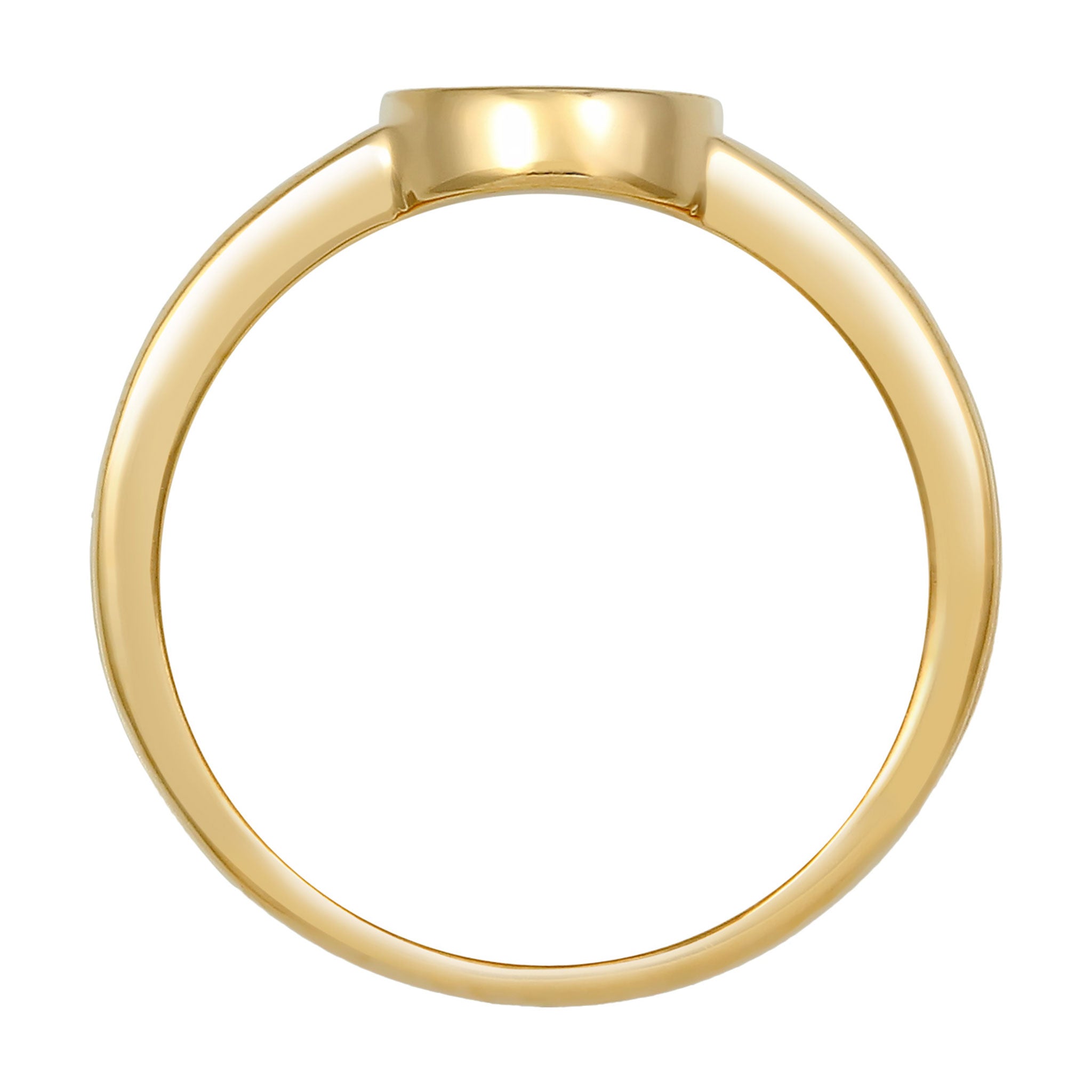 Gold - Elli | Siegelring Oval | Gravur Platte | 925 Sterling Silber vergoldet
