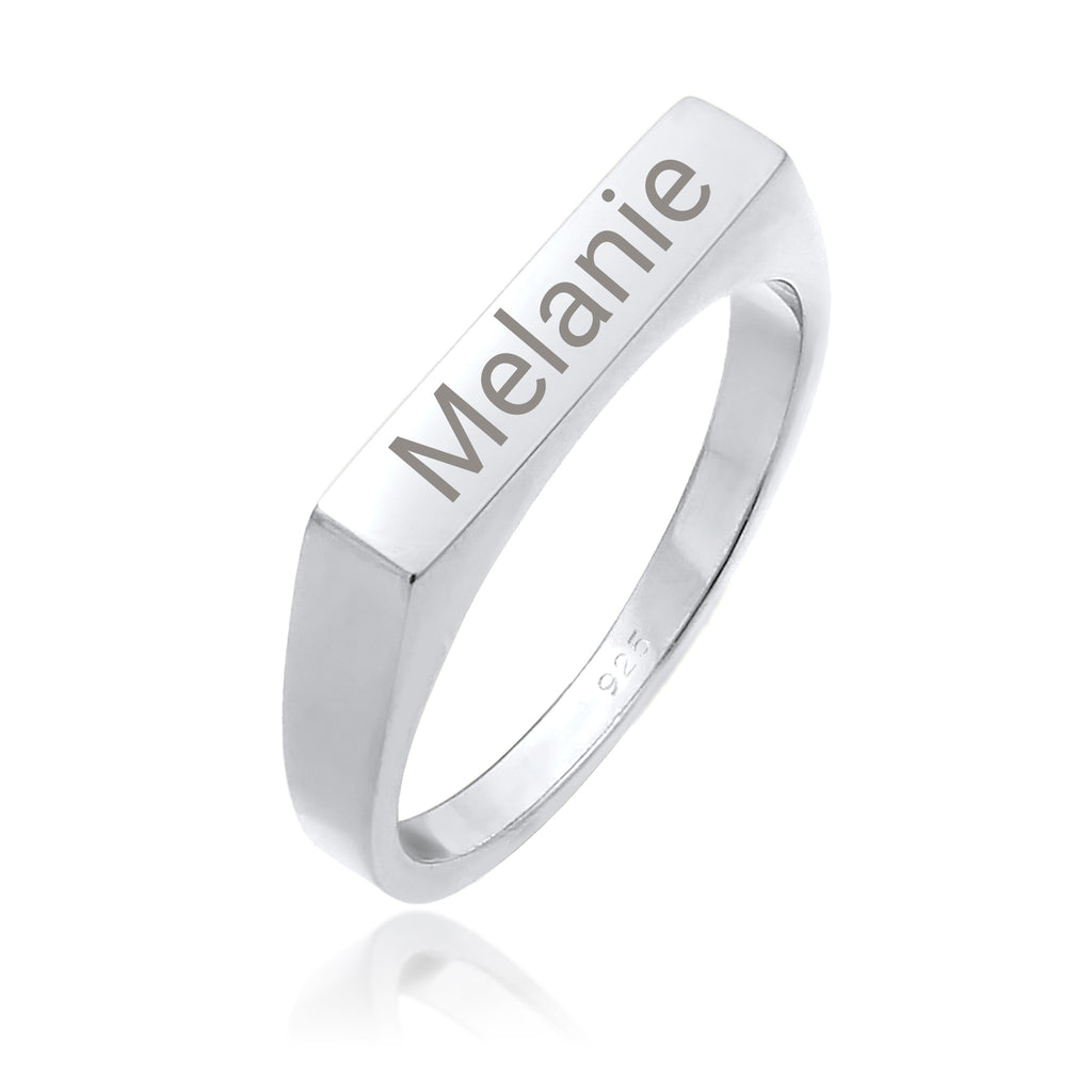 Silber - Elli | Siegelring Filigran | Gravur Platte | 925 Sterling Silber