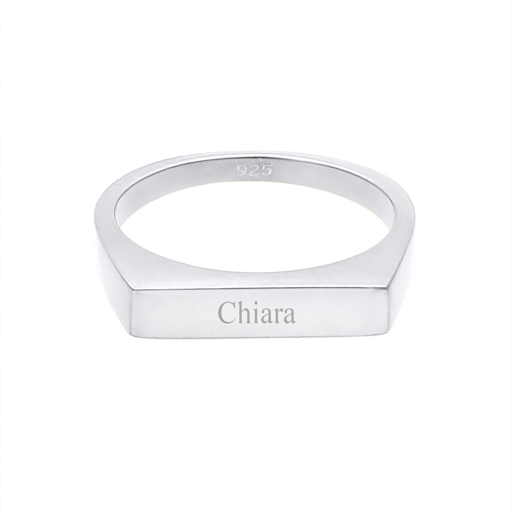 Silber - Elli | Siegelring Filigran | Gravur Platte | 925 Sterling Silber